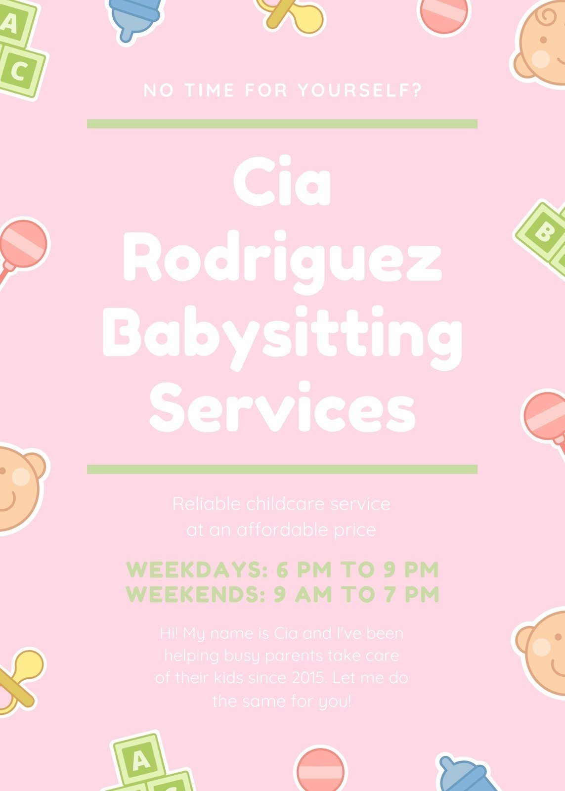 Free Custom Printable Babysitting Flyer Templates Canva