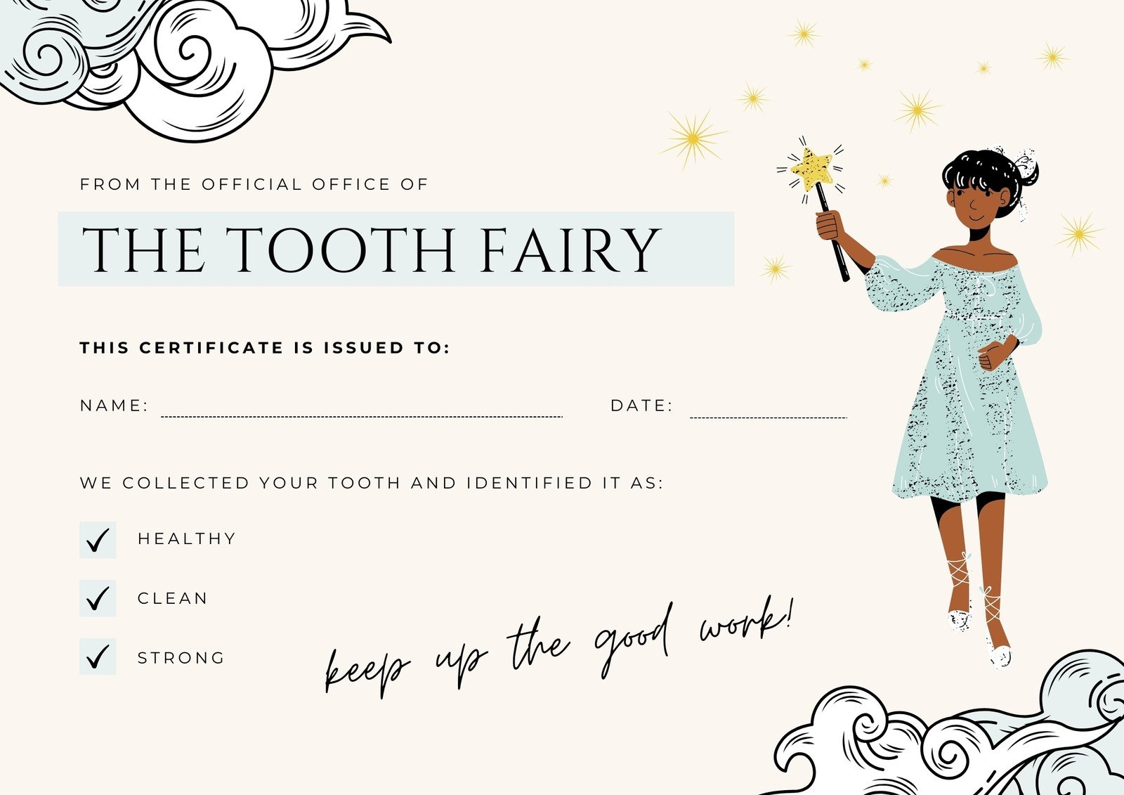 Tooth Fairy Printable Certificate Free