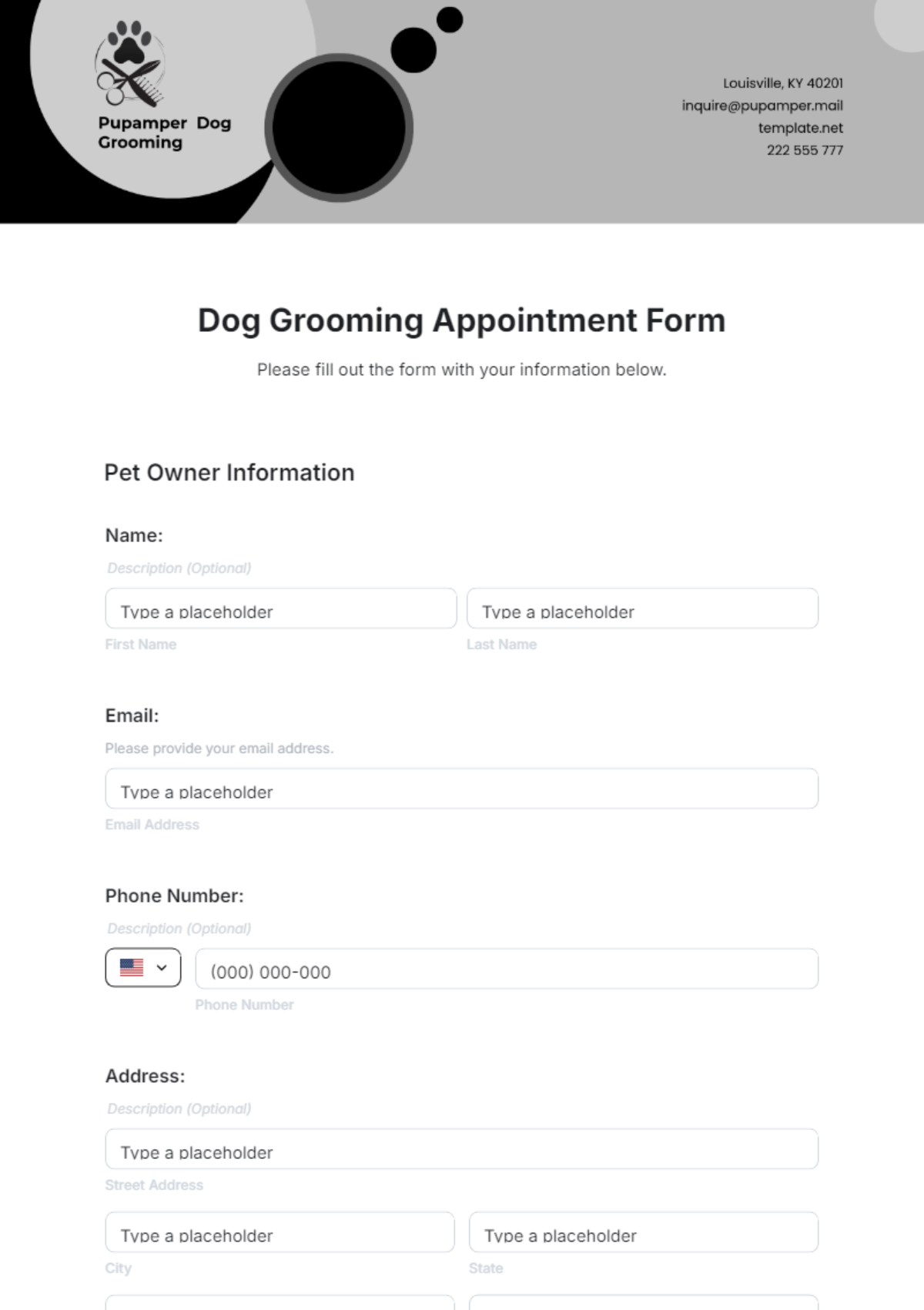Free Printable Dog Grooming Paperwork Templates