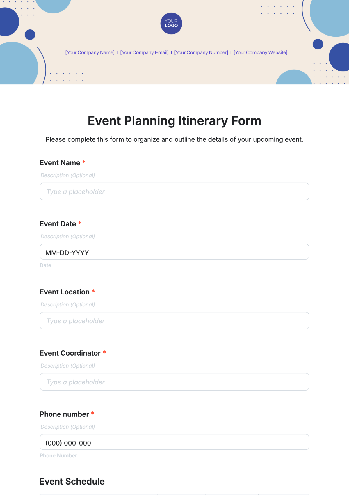 Free Event Form Templates To Edit Online