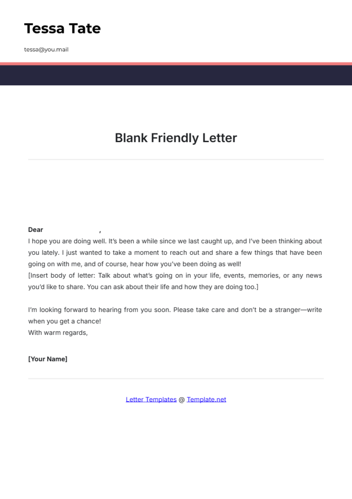 Free Friendly Letter Templates Editable And Printable