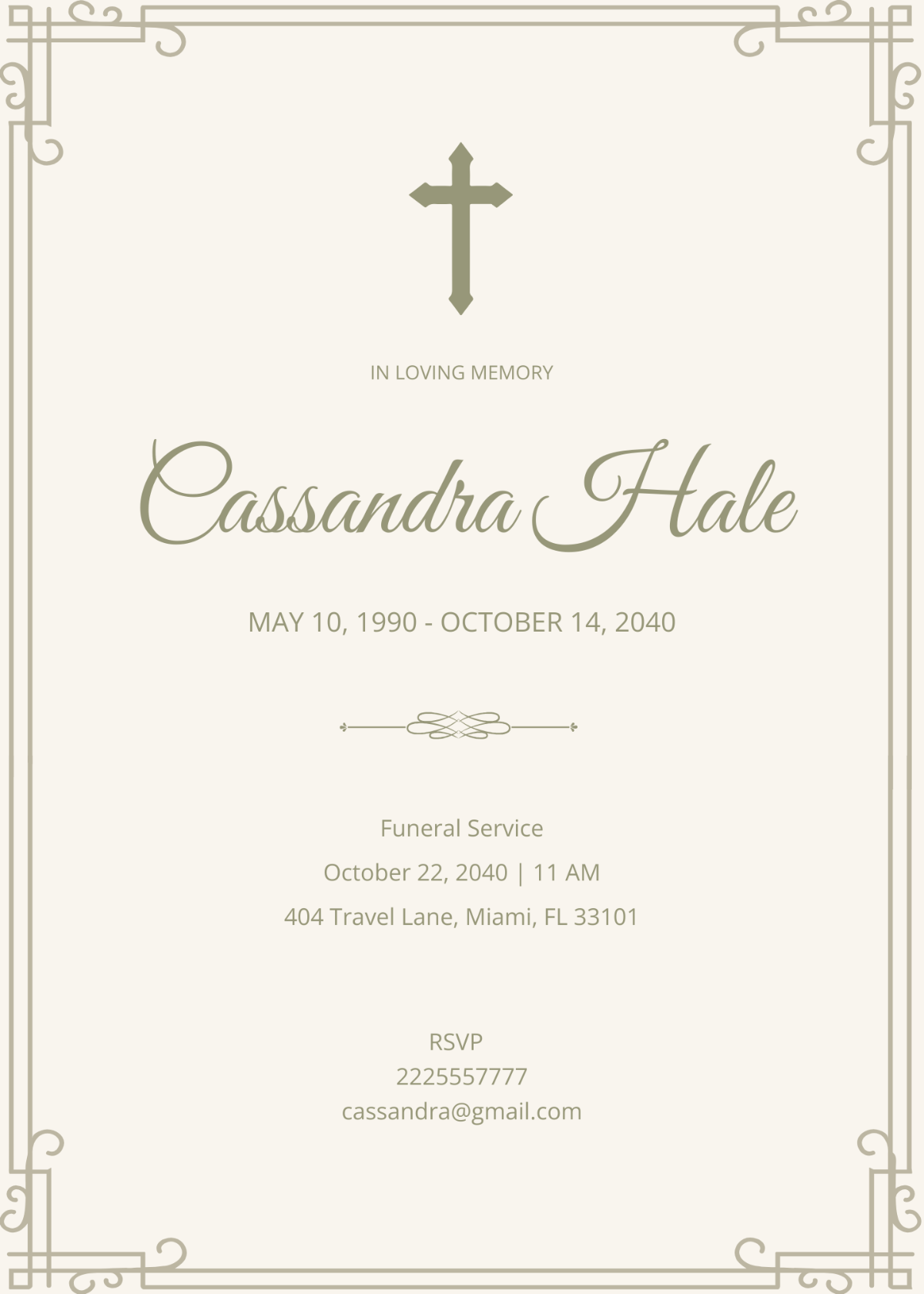 Free Printable Funeral Card Template