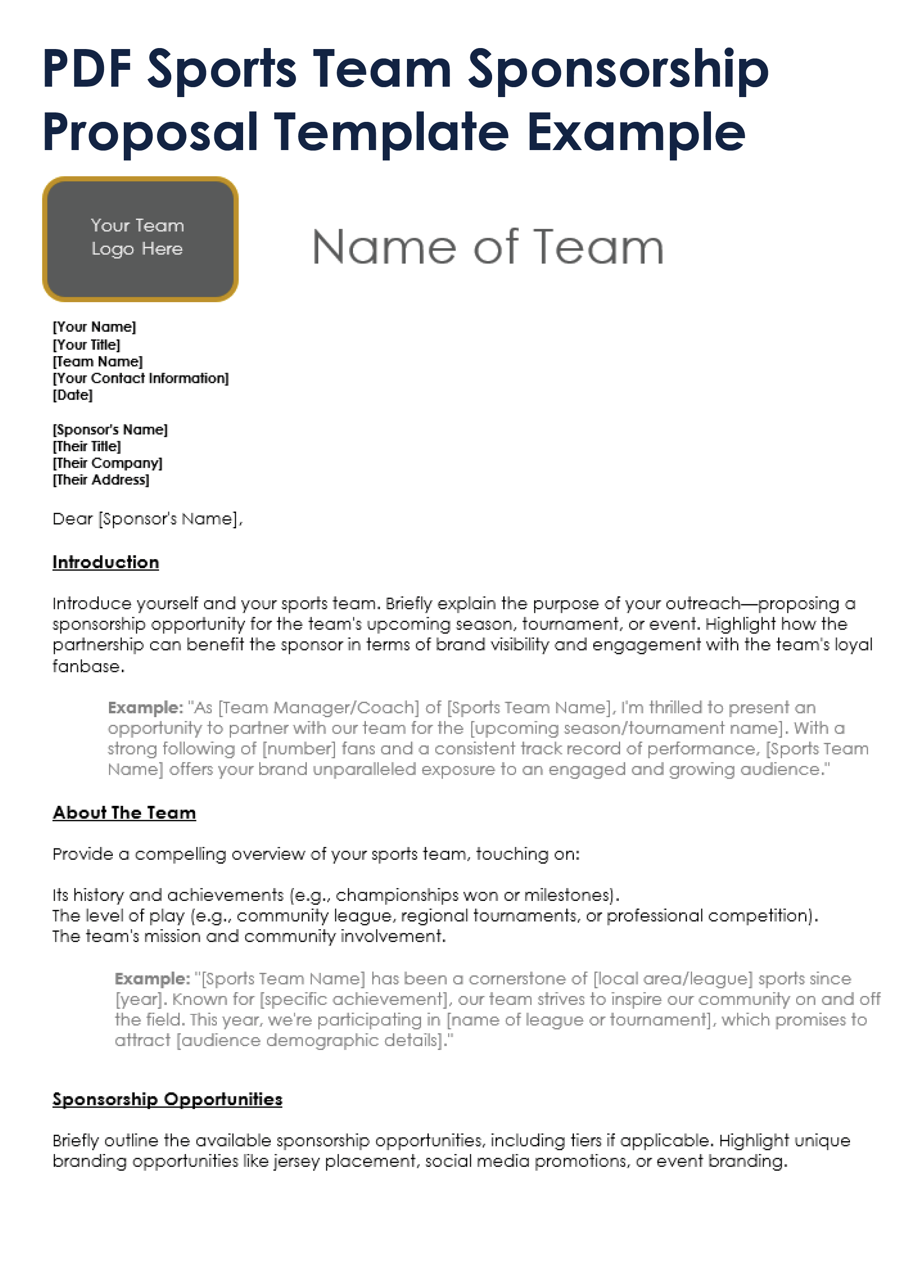 Free PDF Sponsorship Proposal Templates All Types
