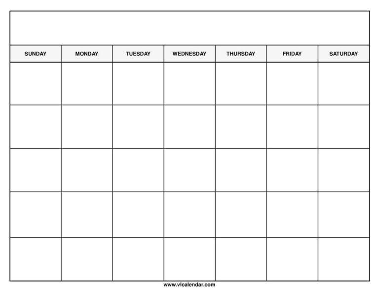 Free Printable Blank Calendar Template