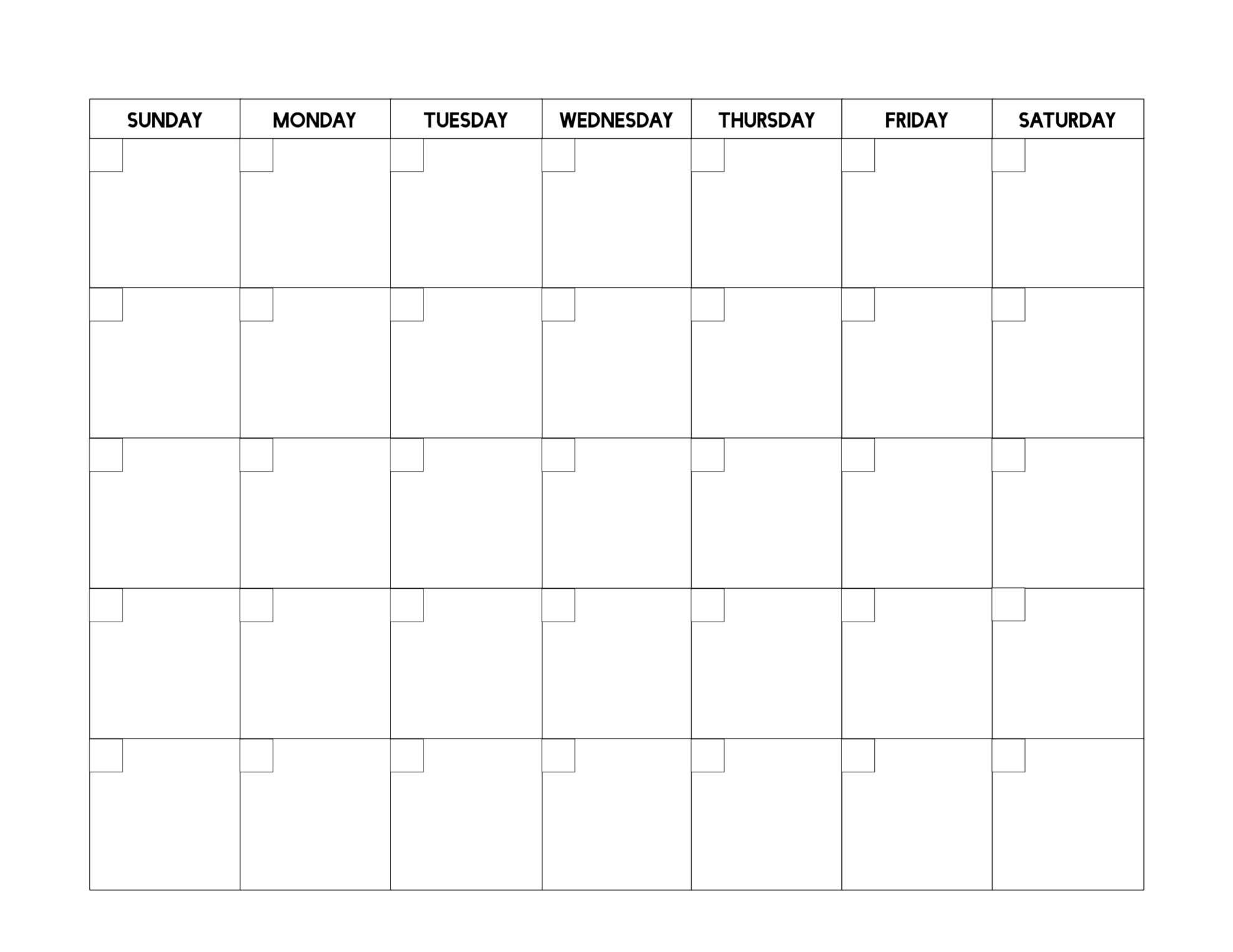 Printable Blank Calendar Monthly