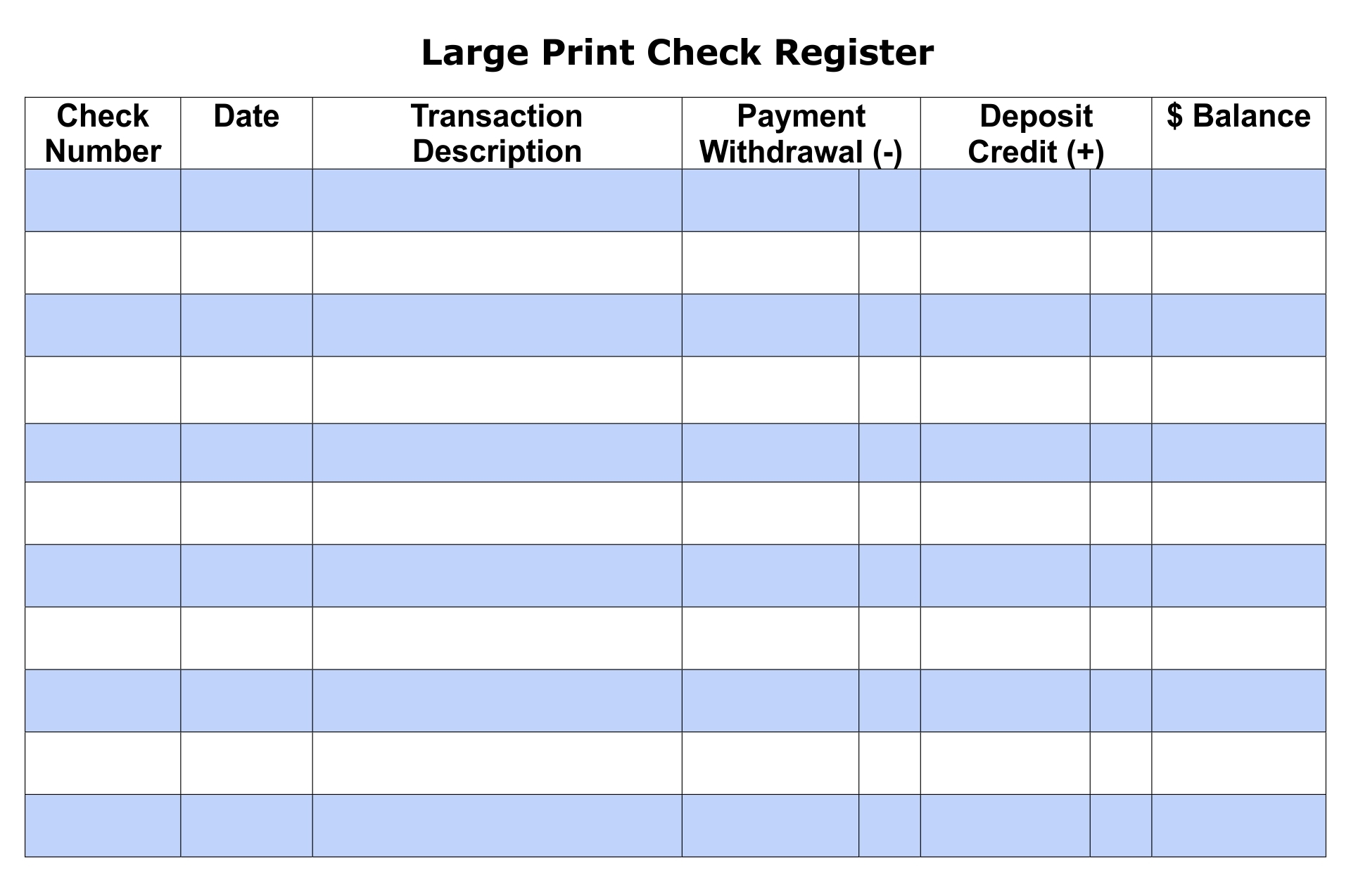 Free Printable Checkbook Register Templates PDF Excel Worksheets Library