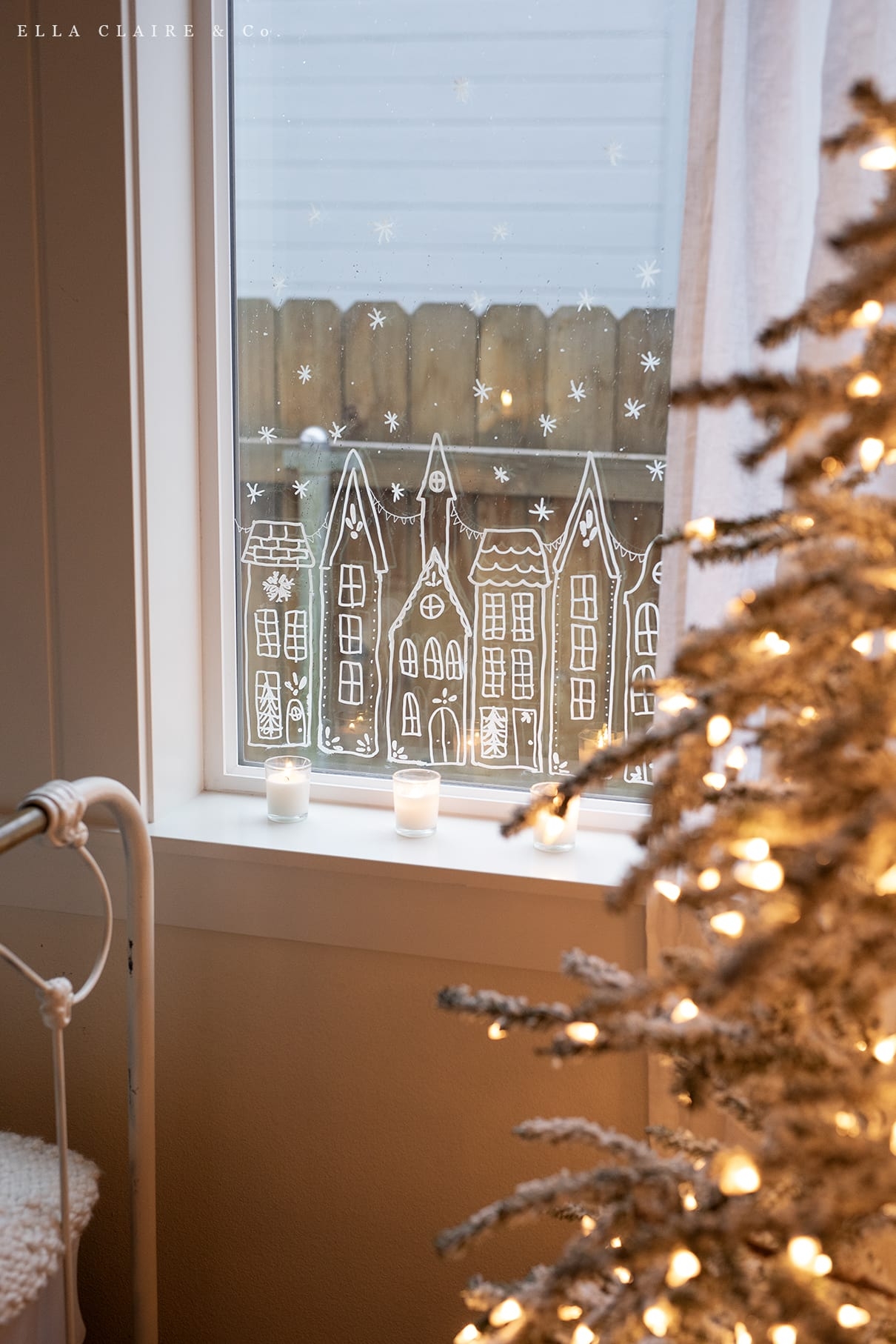 Free Printable Christmas Village Window Stencil Ella Claire U0026 Co 