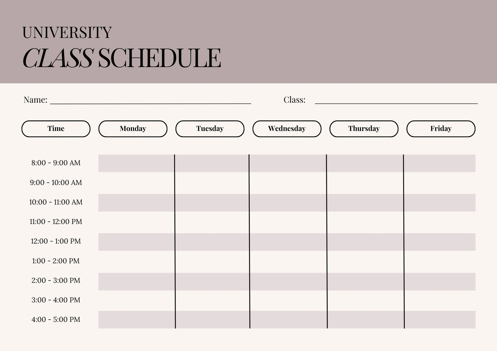 Free Printable Class Schedule Templates To Customize Canva