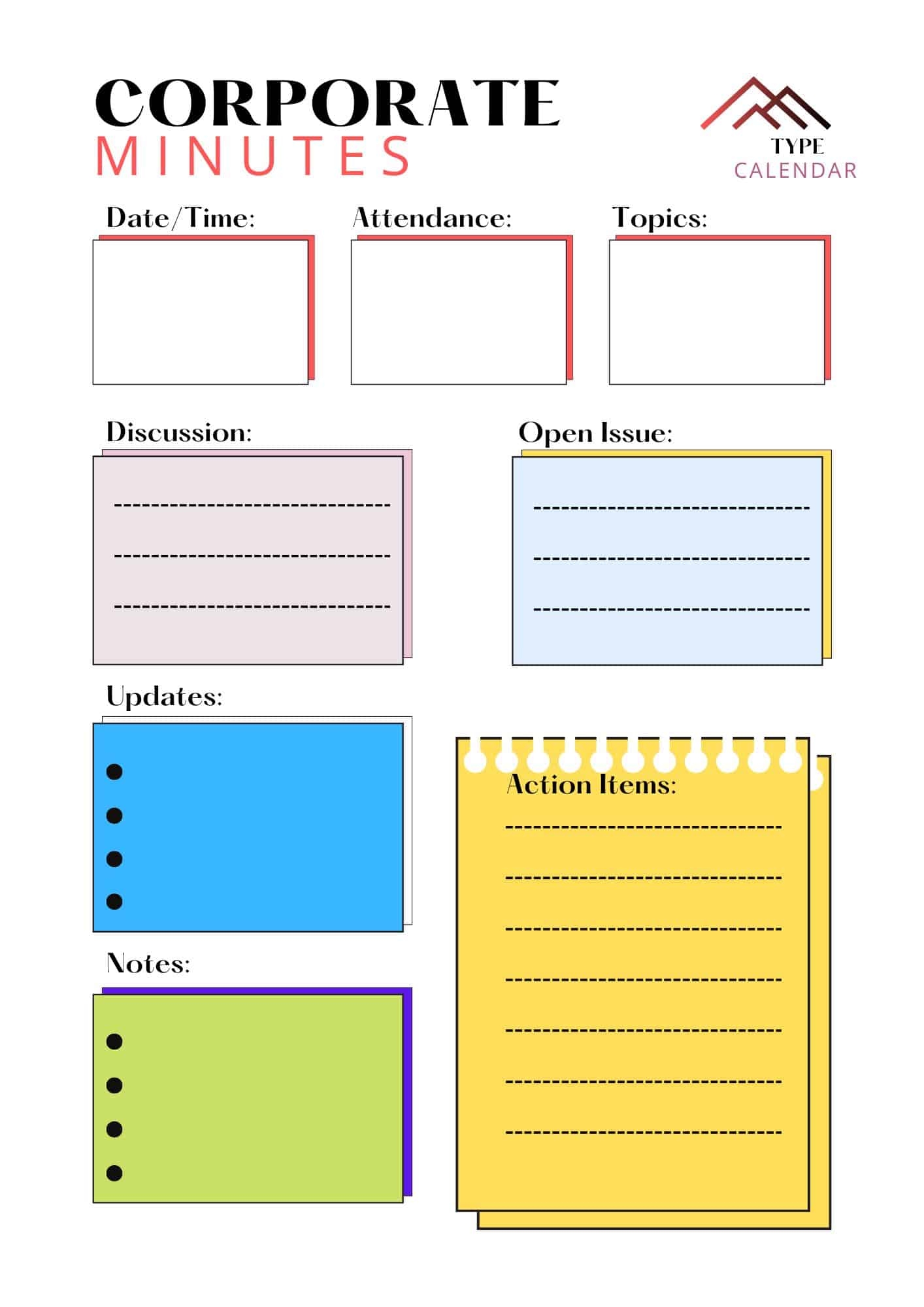 Free Printable Corporate Meeting Minutes Templates Word Excel PDF 
