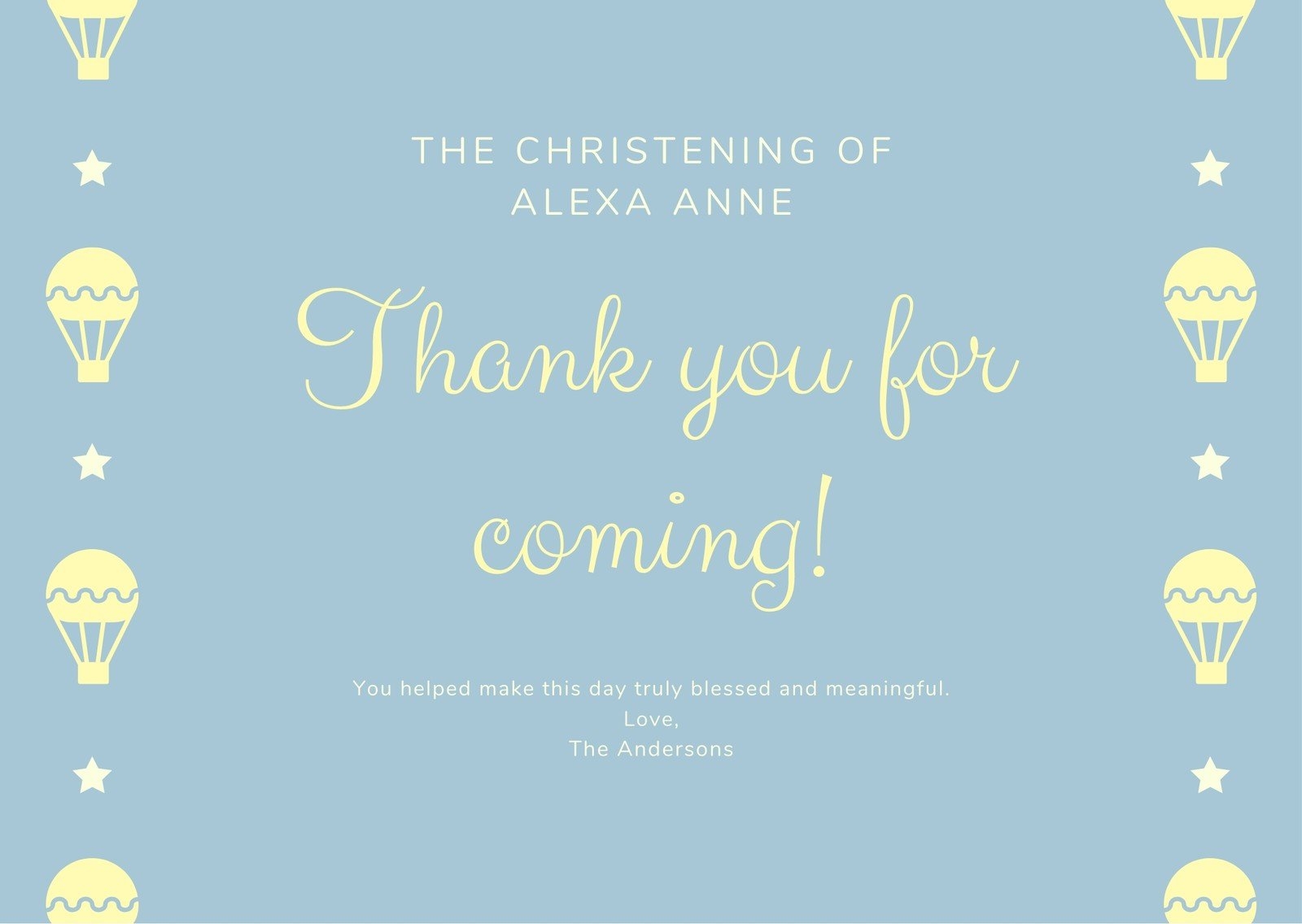 Free Printable Custom Christening Thank You Card Templates Canva