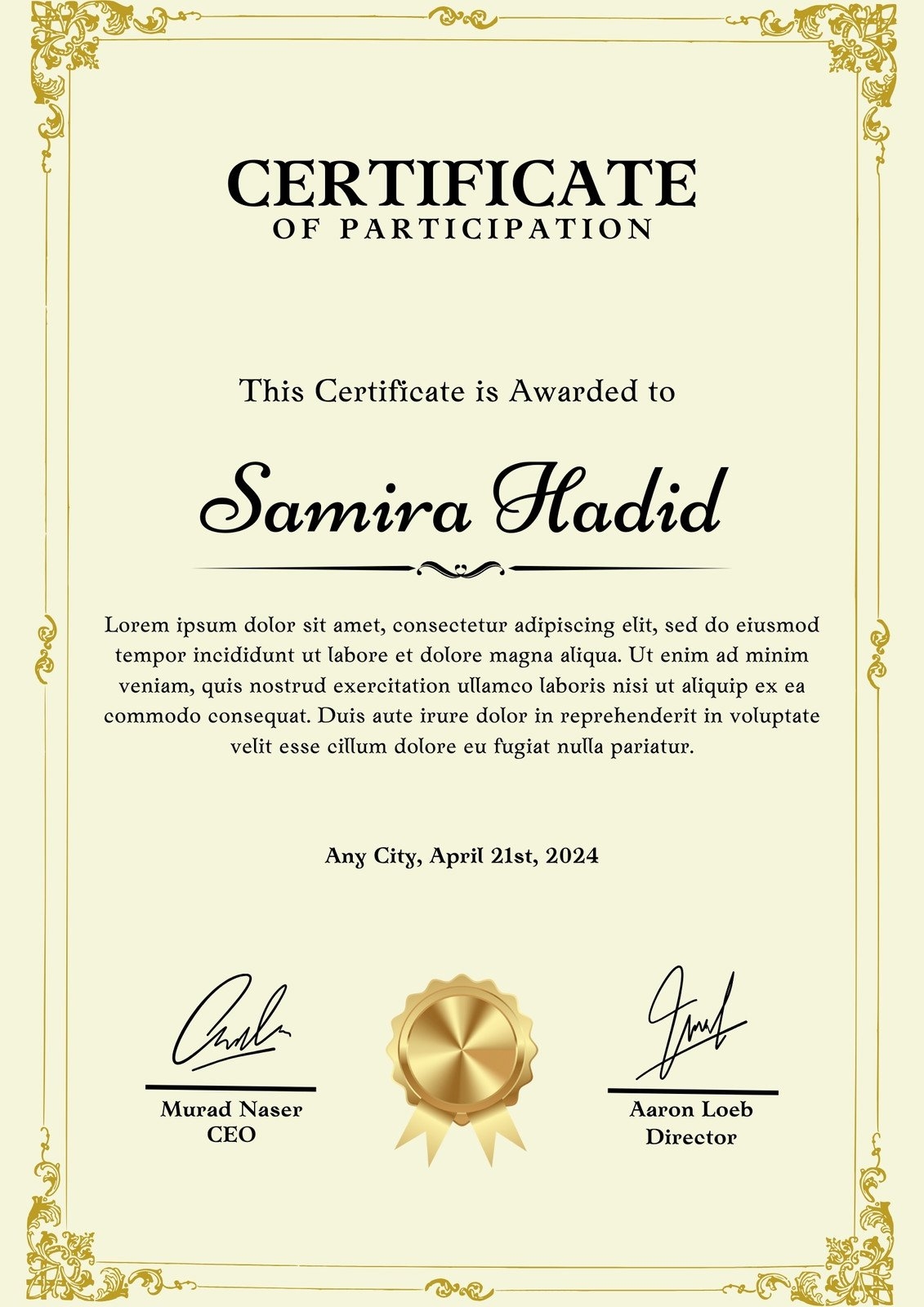 Free Printable Participation Certificates Templates