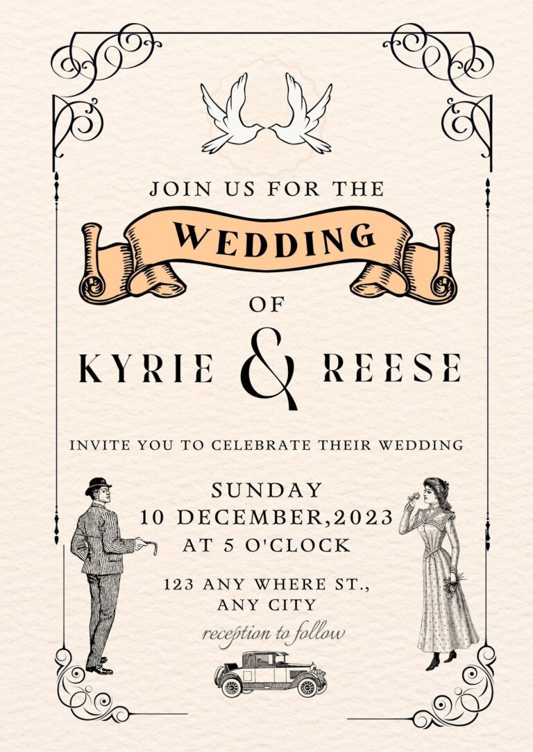 Free Printable Custom Vintage Invitation Templates Canva
