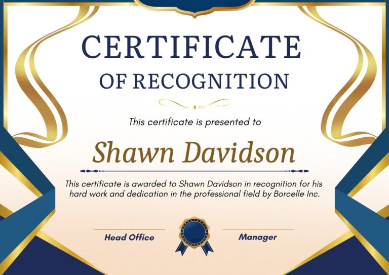 Free Printable Customizable Recognition Certificate Templates Canva