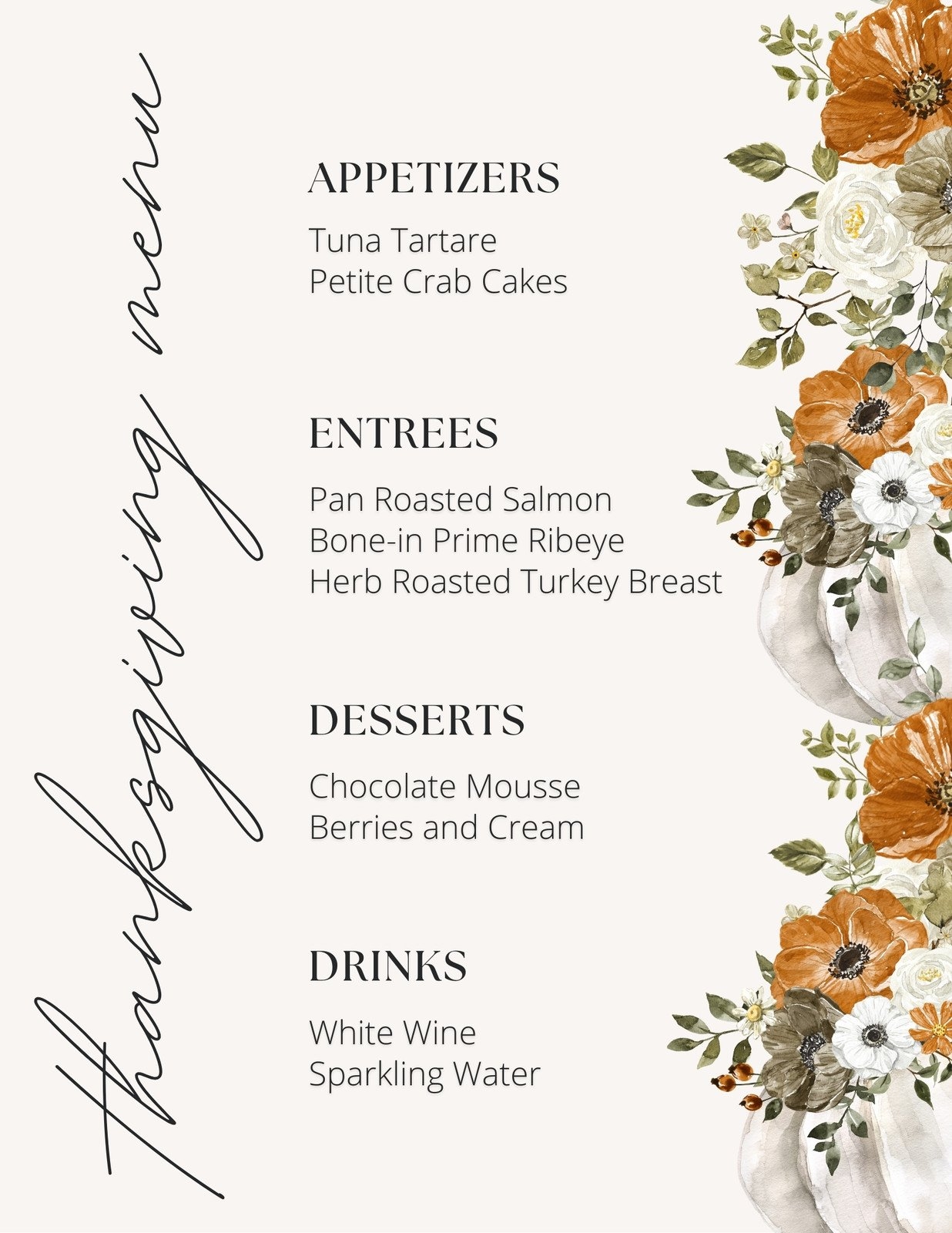Free Thanksgiving Chalkboard Menu Template Printable