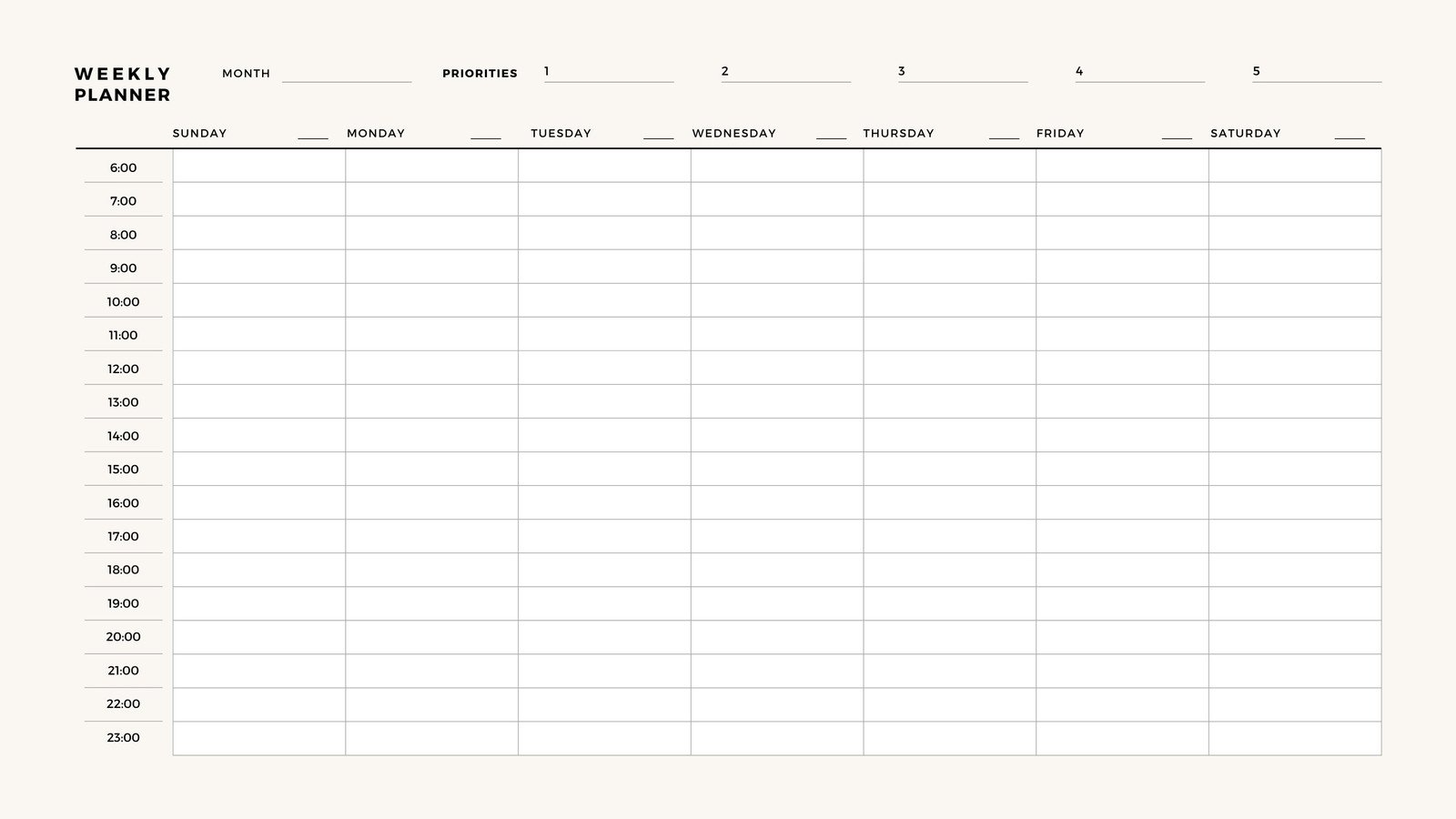 Blank Week Calendar Printable