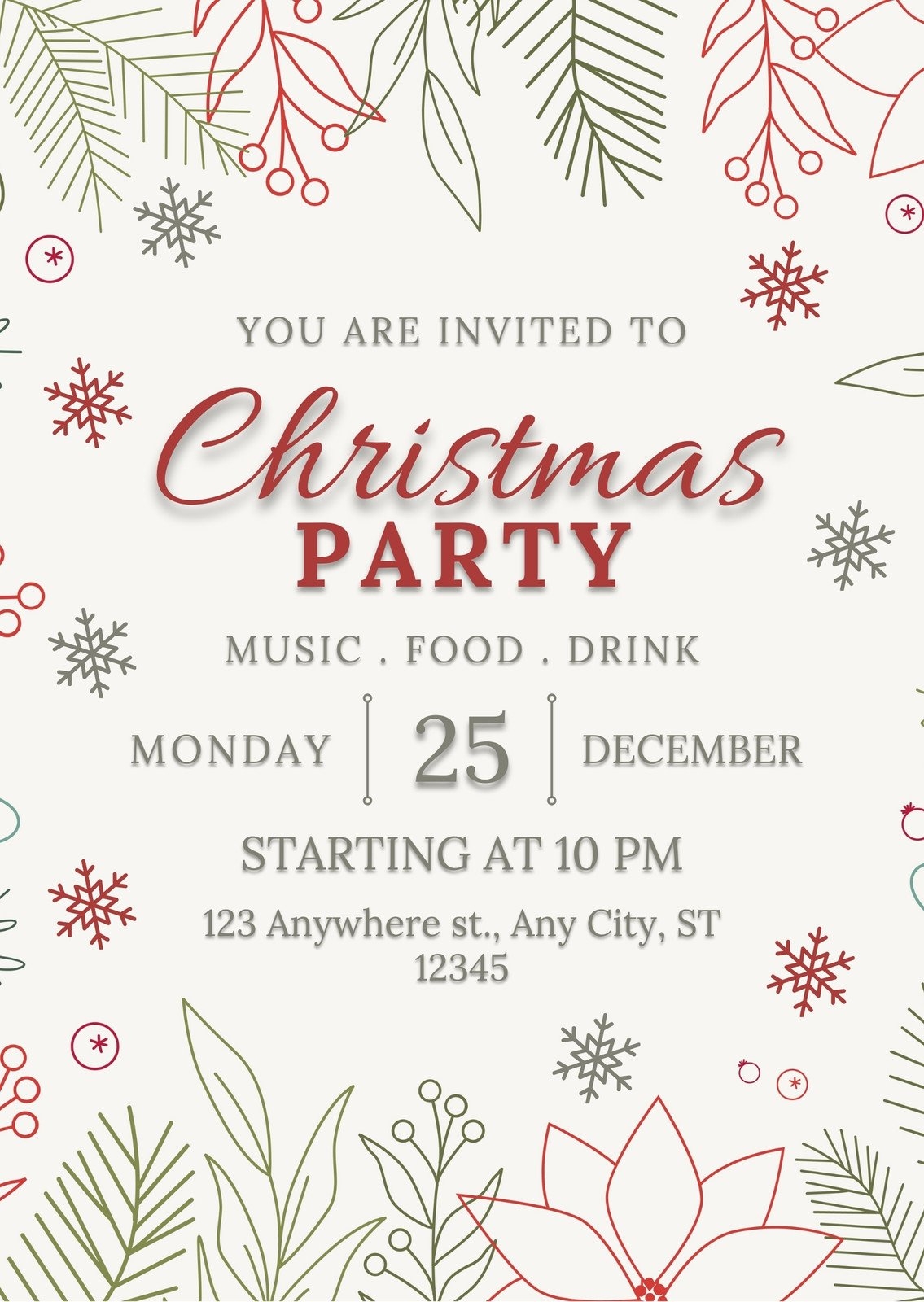 Free Printable Christmas Invitation Template