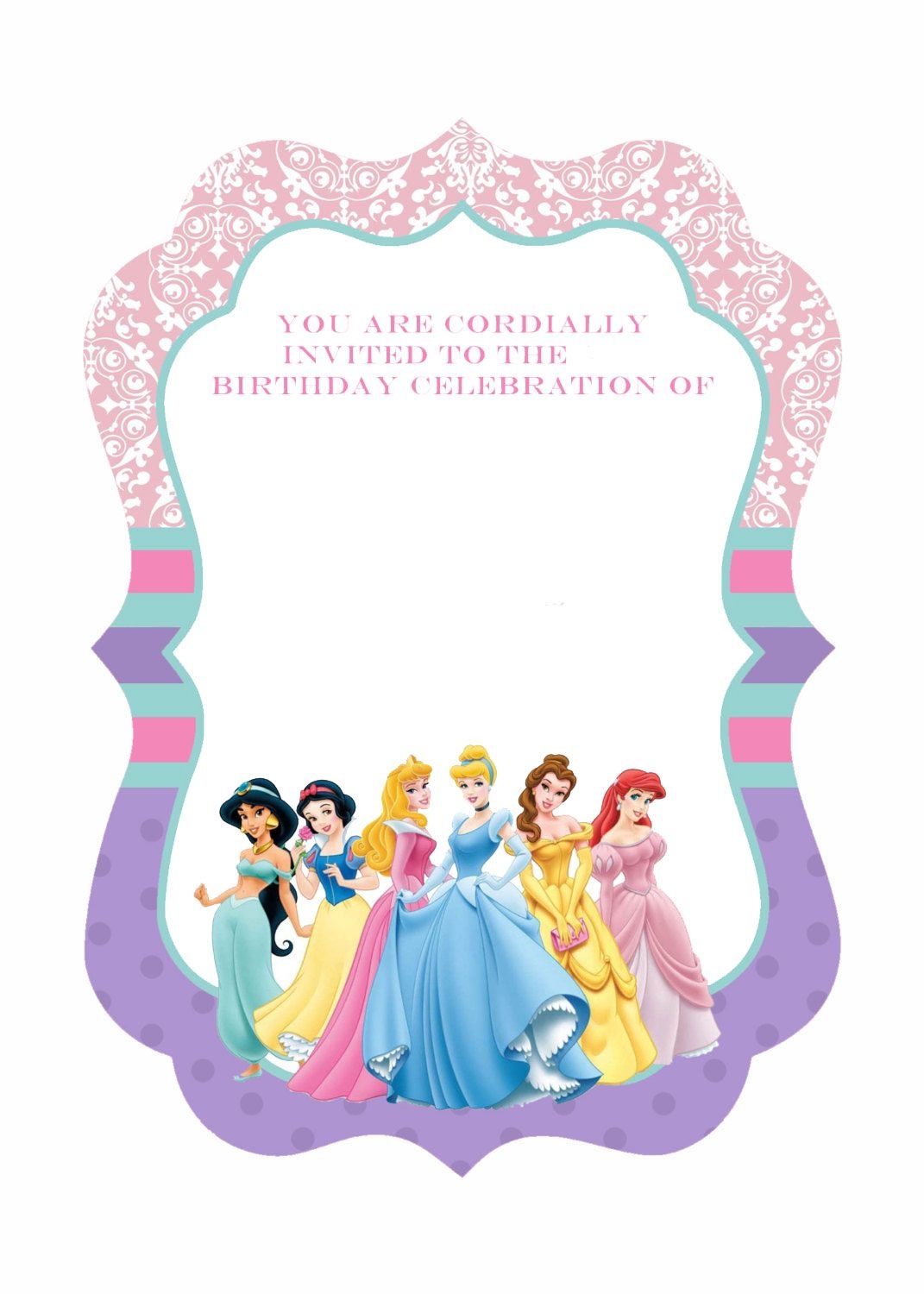 Free Printable Disney Princess Birthday Invitations Template Worksheets Library