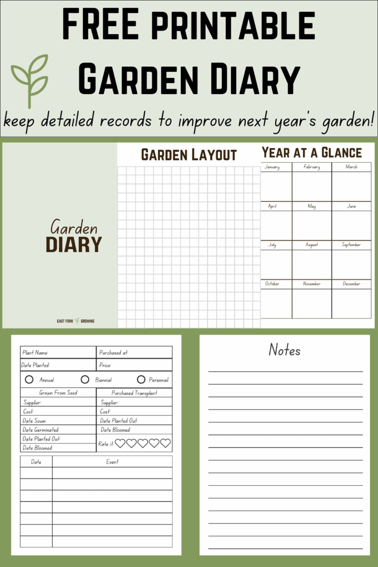 FREE Printable Garden Diary Keep Gardening Records East Fork