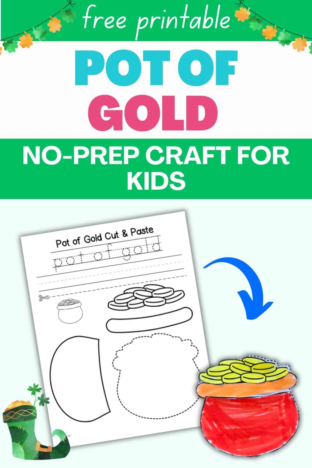 Free Printable Pot Of Gold Cut And Paste Craft The Artisan Life