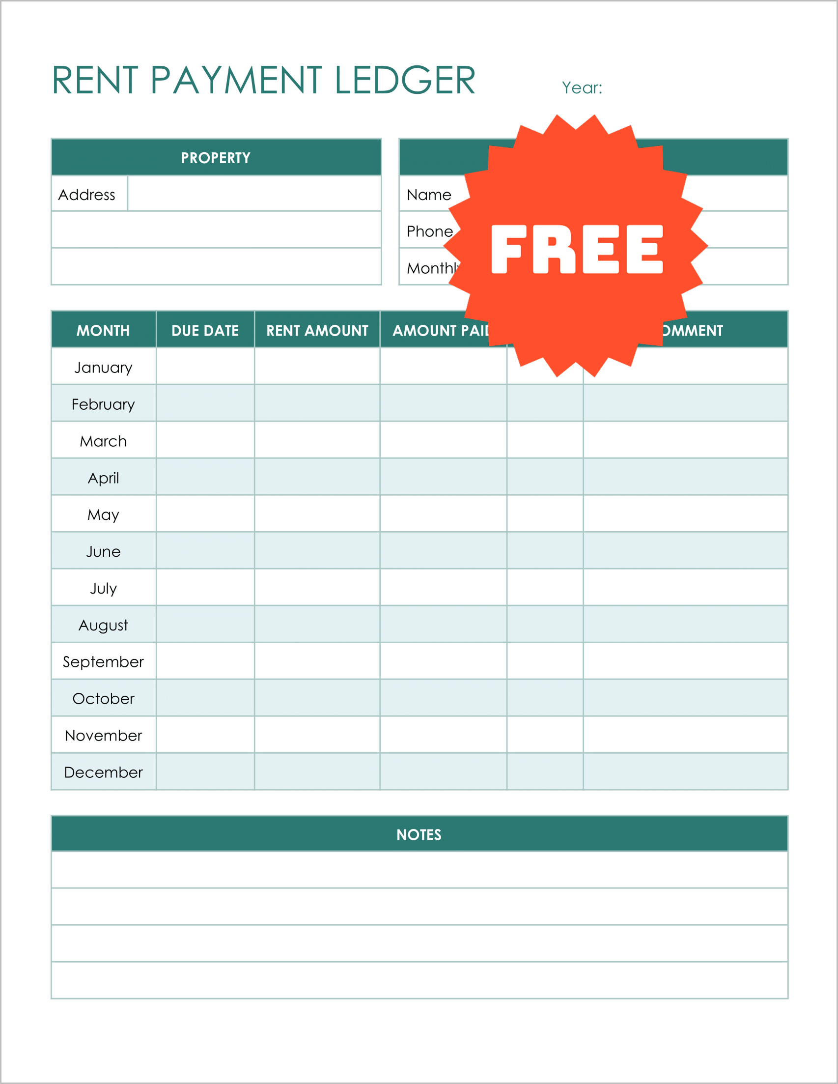Free Printable Rental Ledger Templates For Google Docs