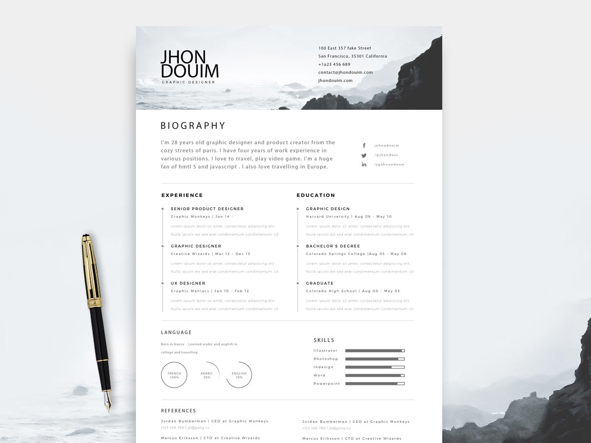 Free Printable Resume Template Photoshop In 2025 ResumeKraft