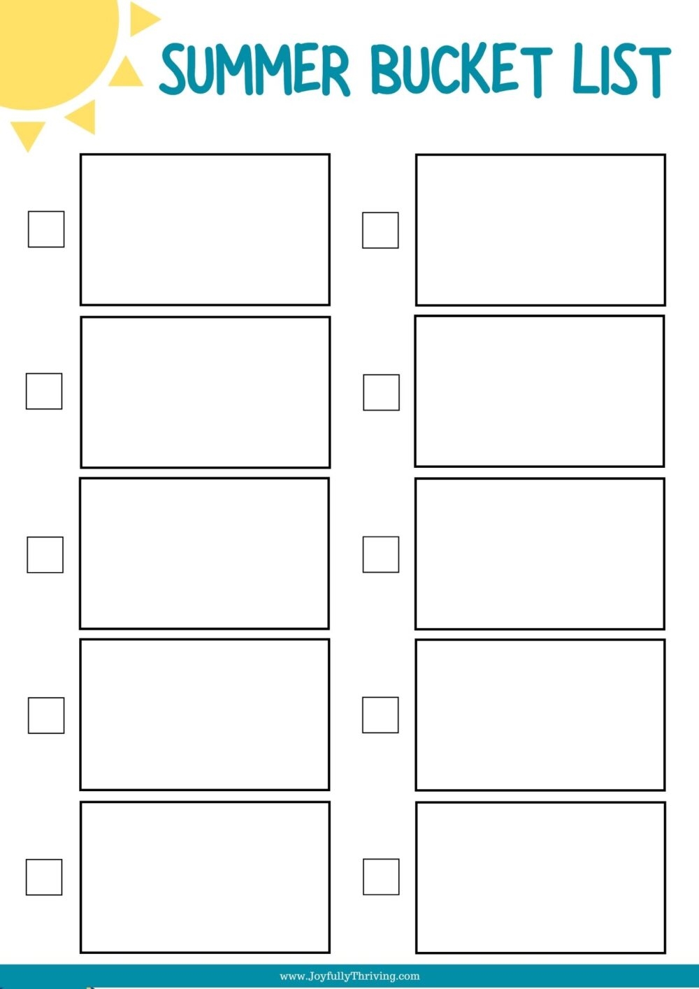 Free Printable Summer Bucket List For Kids Draw Your Own Bucket List