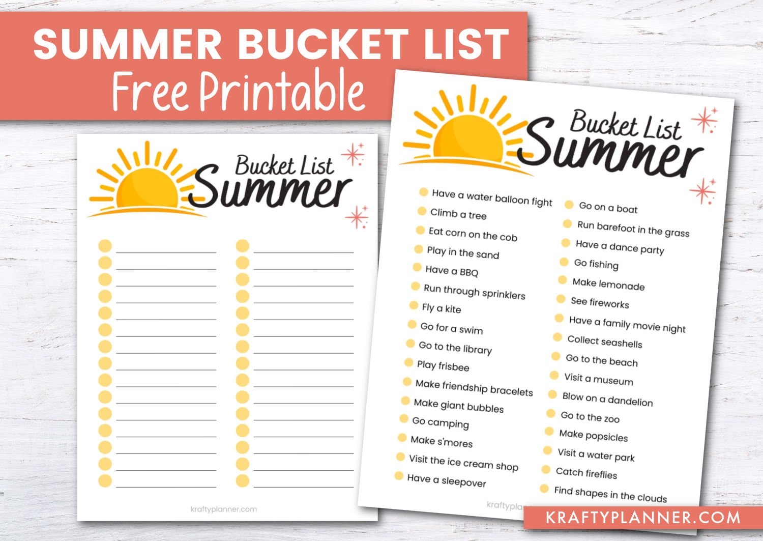 Free Printable Bucket List Template