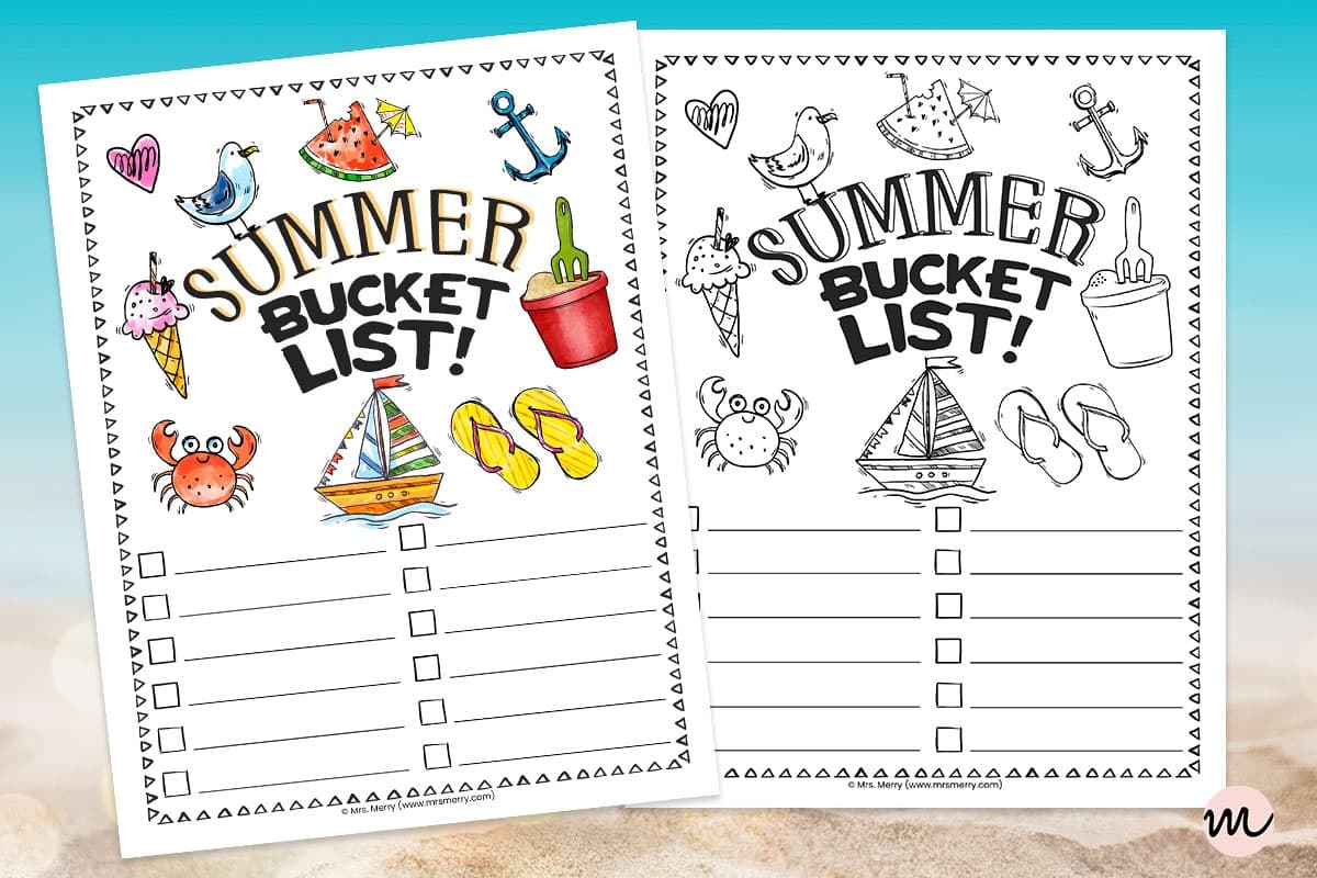 Free Printable Blank Summer Bucket List