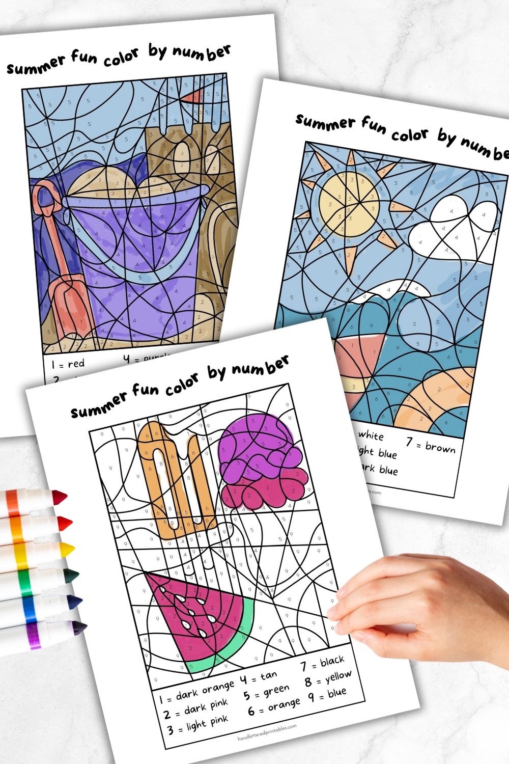 Free Printable Summer Color By Number Activity Pages Hand Lettered Printables