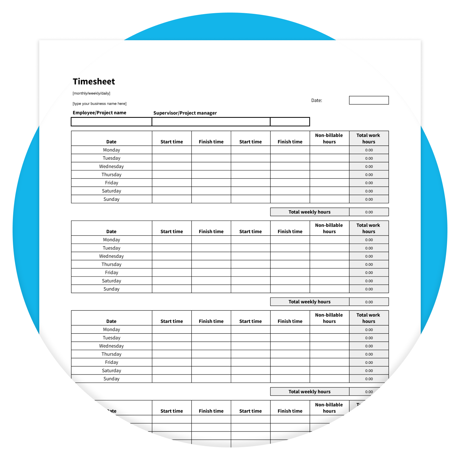 Free Printable Weekly Timesheet Templates