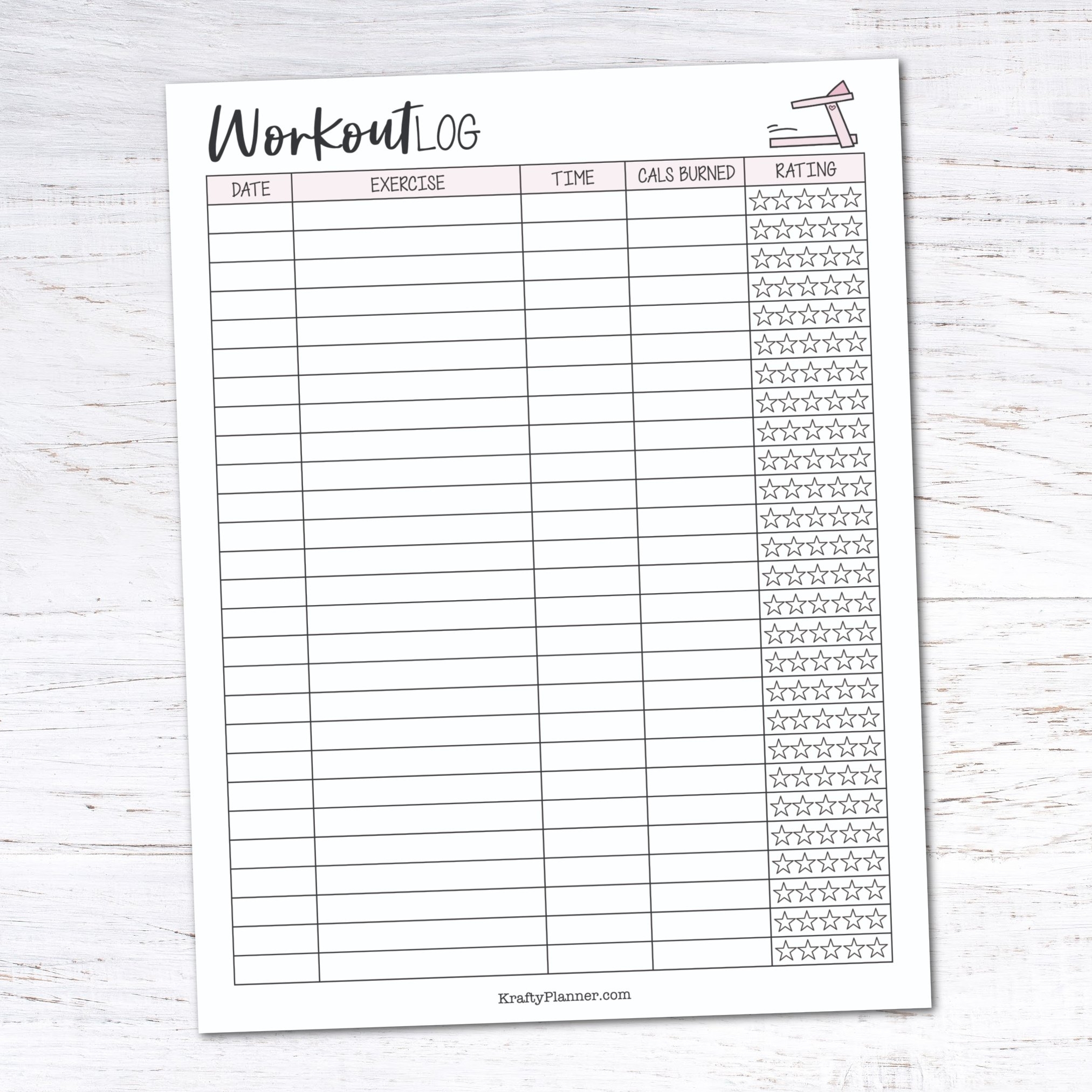 2025 Workout Tracker Printable Free