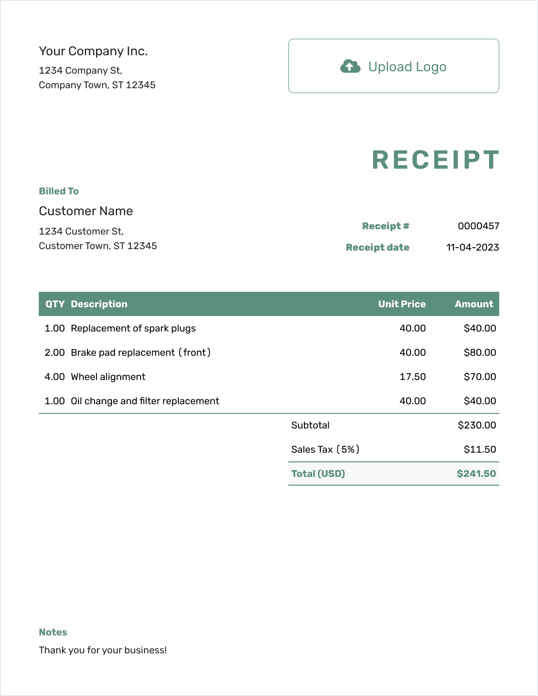 Free Receipt Template Business Templates Docelf