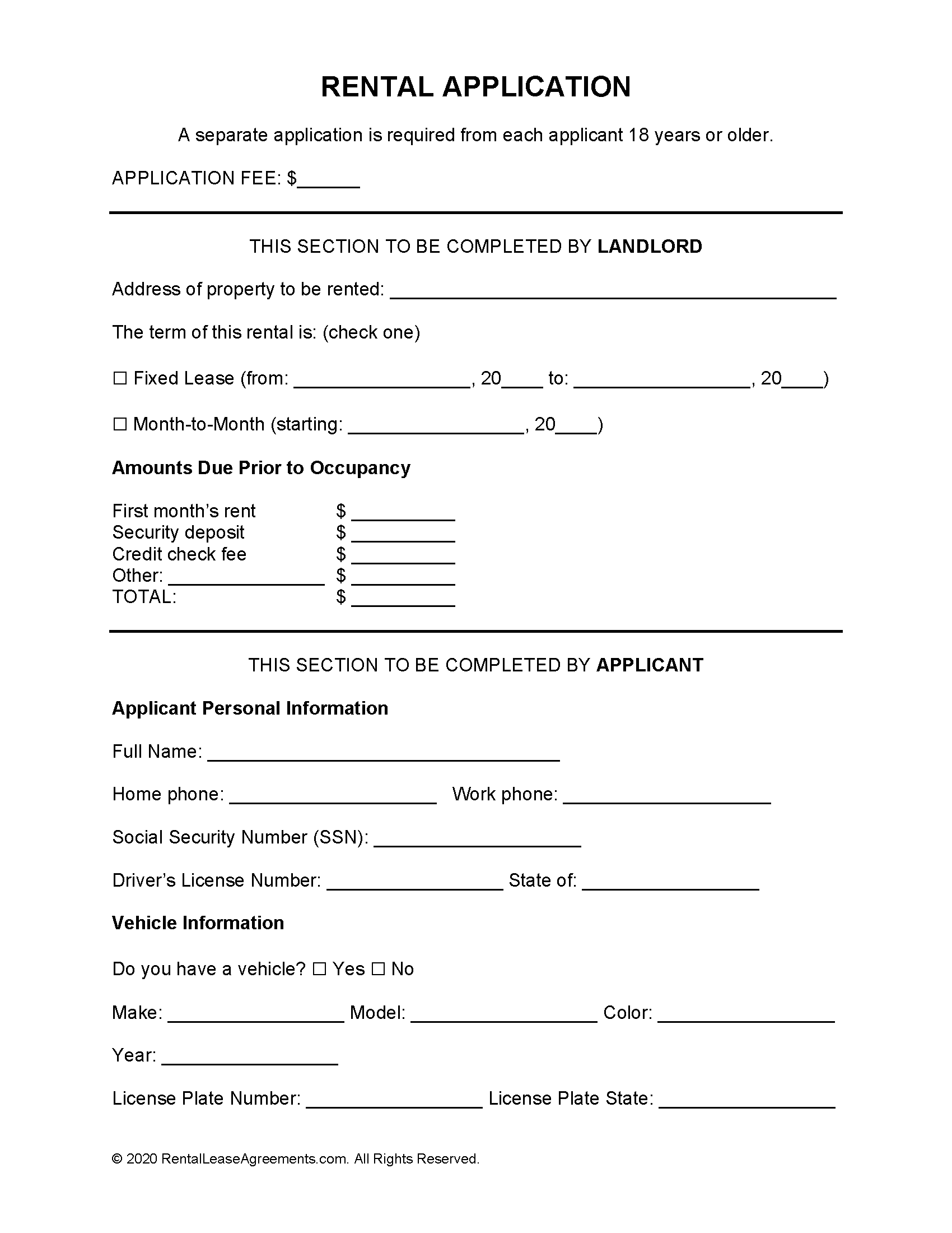 Free Rental Application Template PDF Word Free Rental Application Template PDF Word