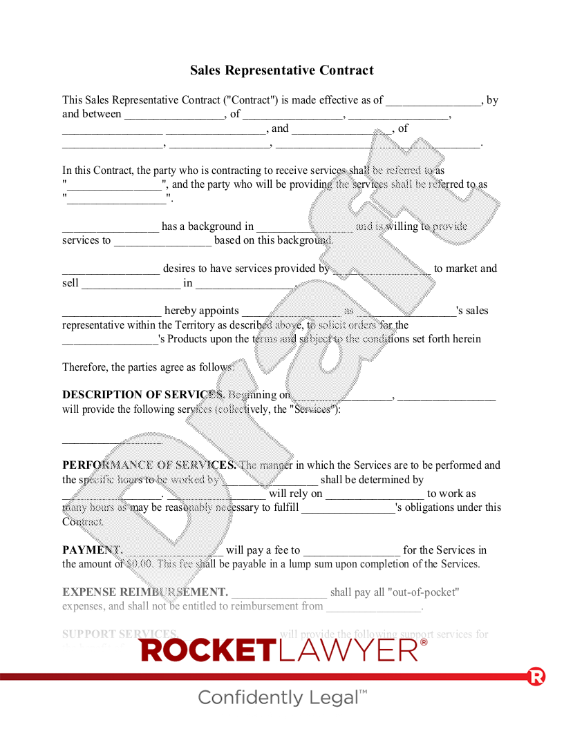 Free Sales Representative Contract Rocket Lawyer