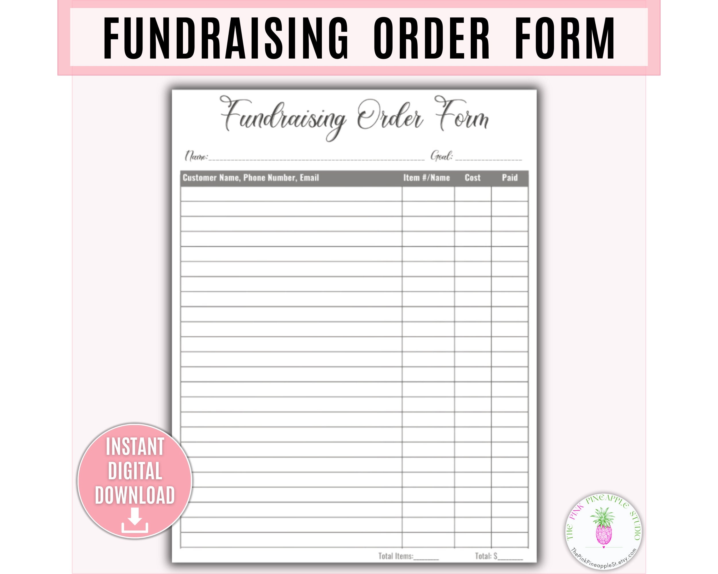 Fundraising Form Printable Template Sponsorship Form Fundraiser 