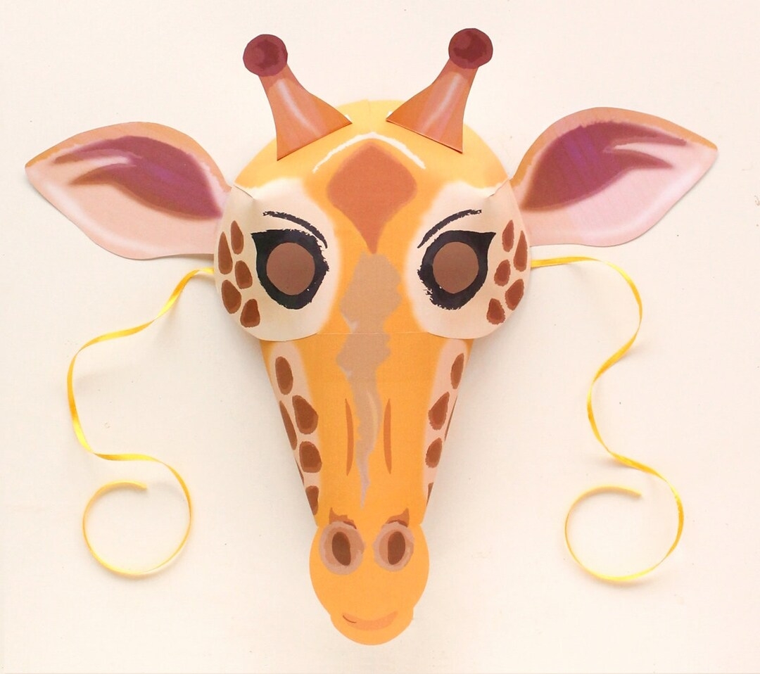 Giraffe Mask Template DIY No Sew Mask Pattern Instant Make Giraffe Mask With Our Easy To Download PDF Printable Templates By Happythought Etsy