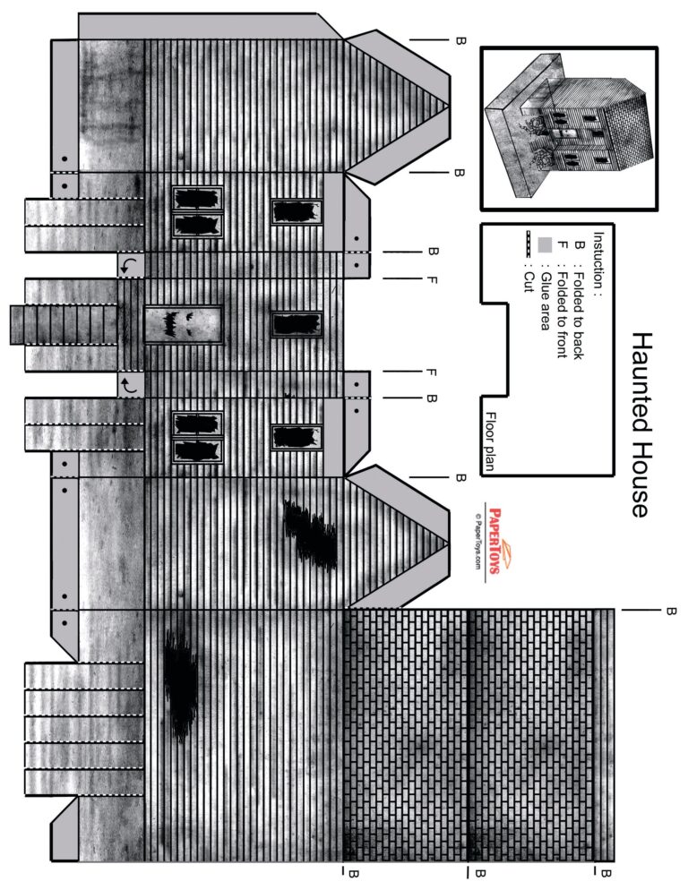 Haunted House Paper Model Free Printable Paper Template