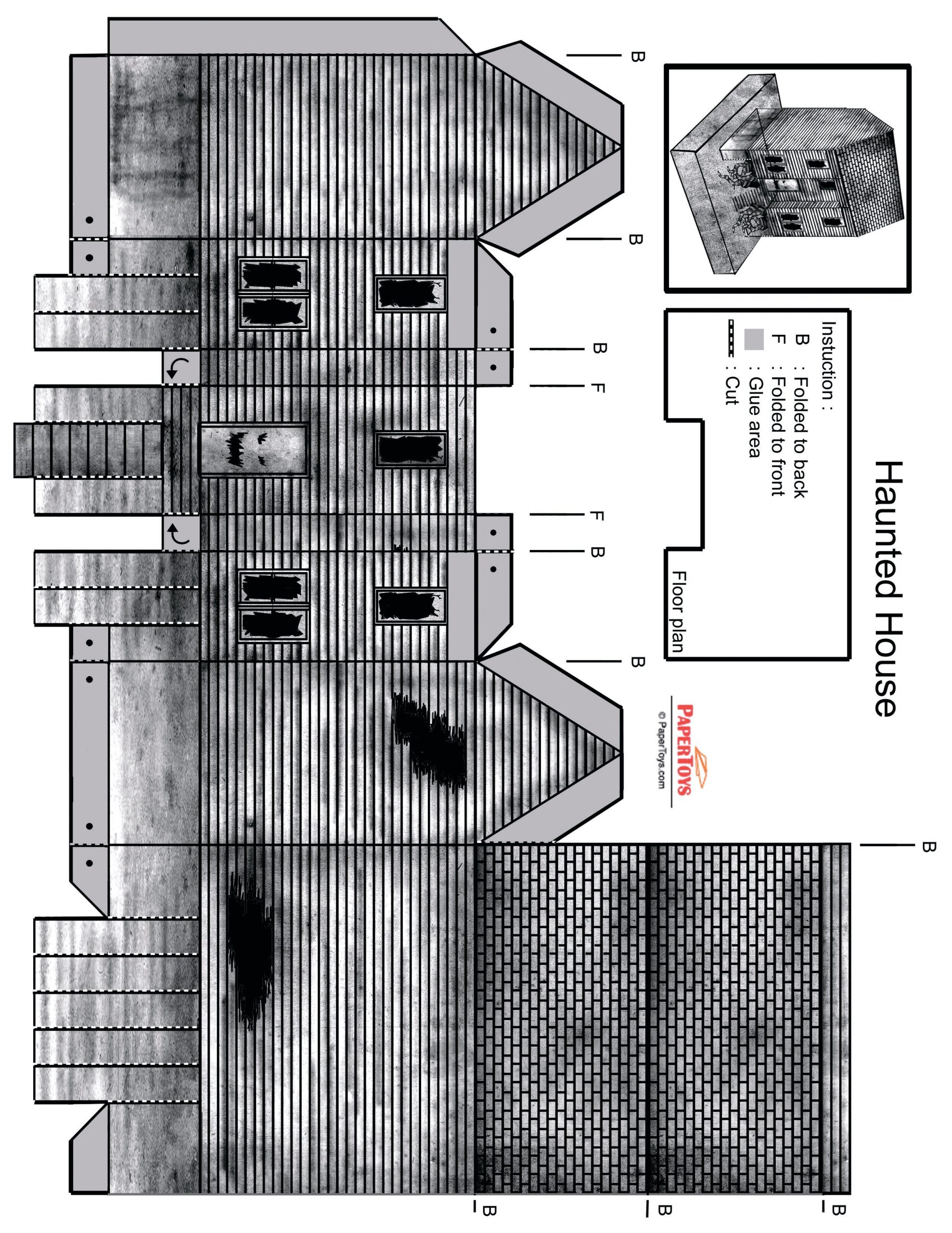 Haunted House Paper Model Free Printable Paper Template