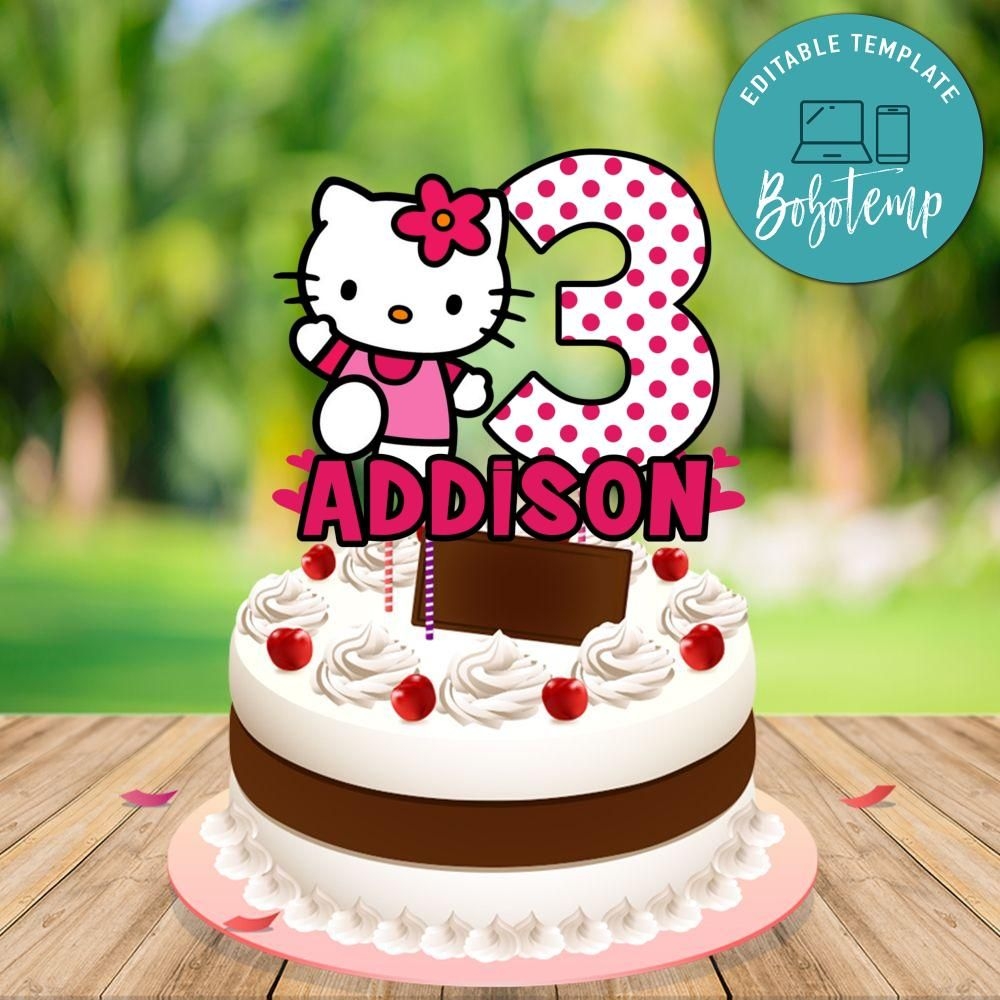 Hello Kitty Birthday Cake Topper Template Printable DIY Bobotemp