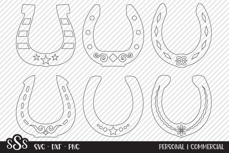 Horseshoe Outline Bundle SVG Cut Files Country Designs