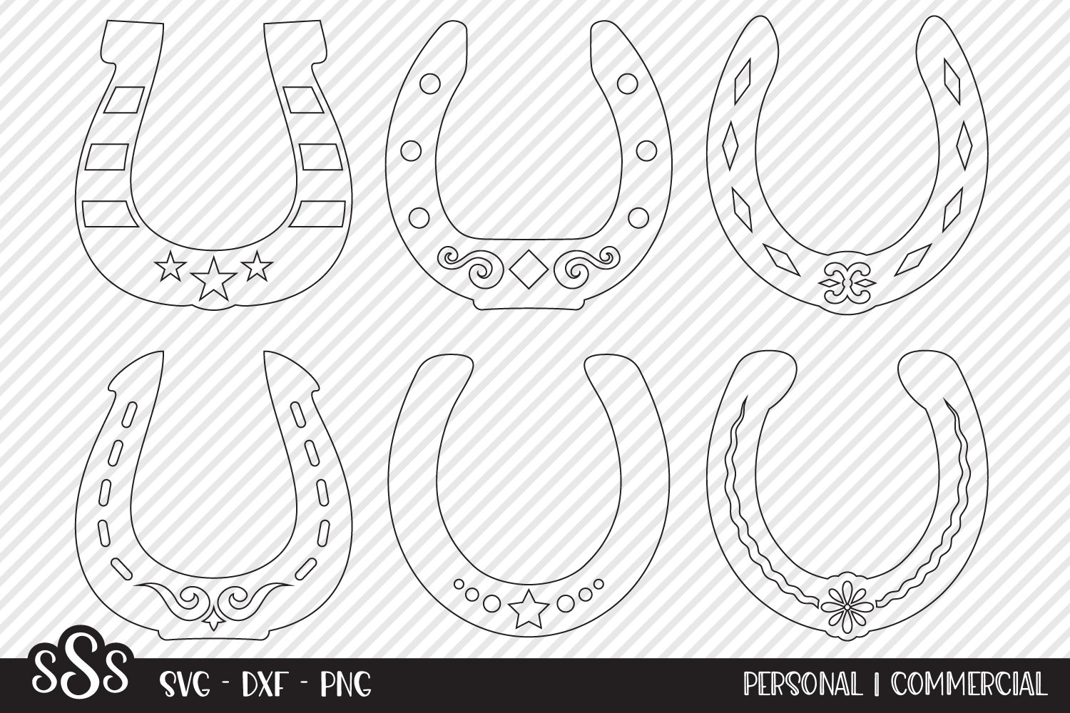 Horseshoe Outline Bundle SVG Cut Files Country Designs