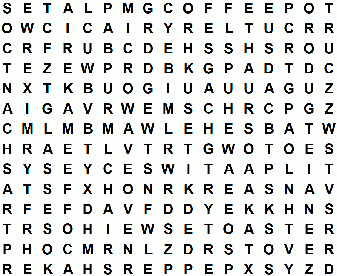 Kitchen Large Print Word Search Puzzle Kitchen Large Print Word Search Puzzle