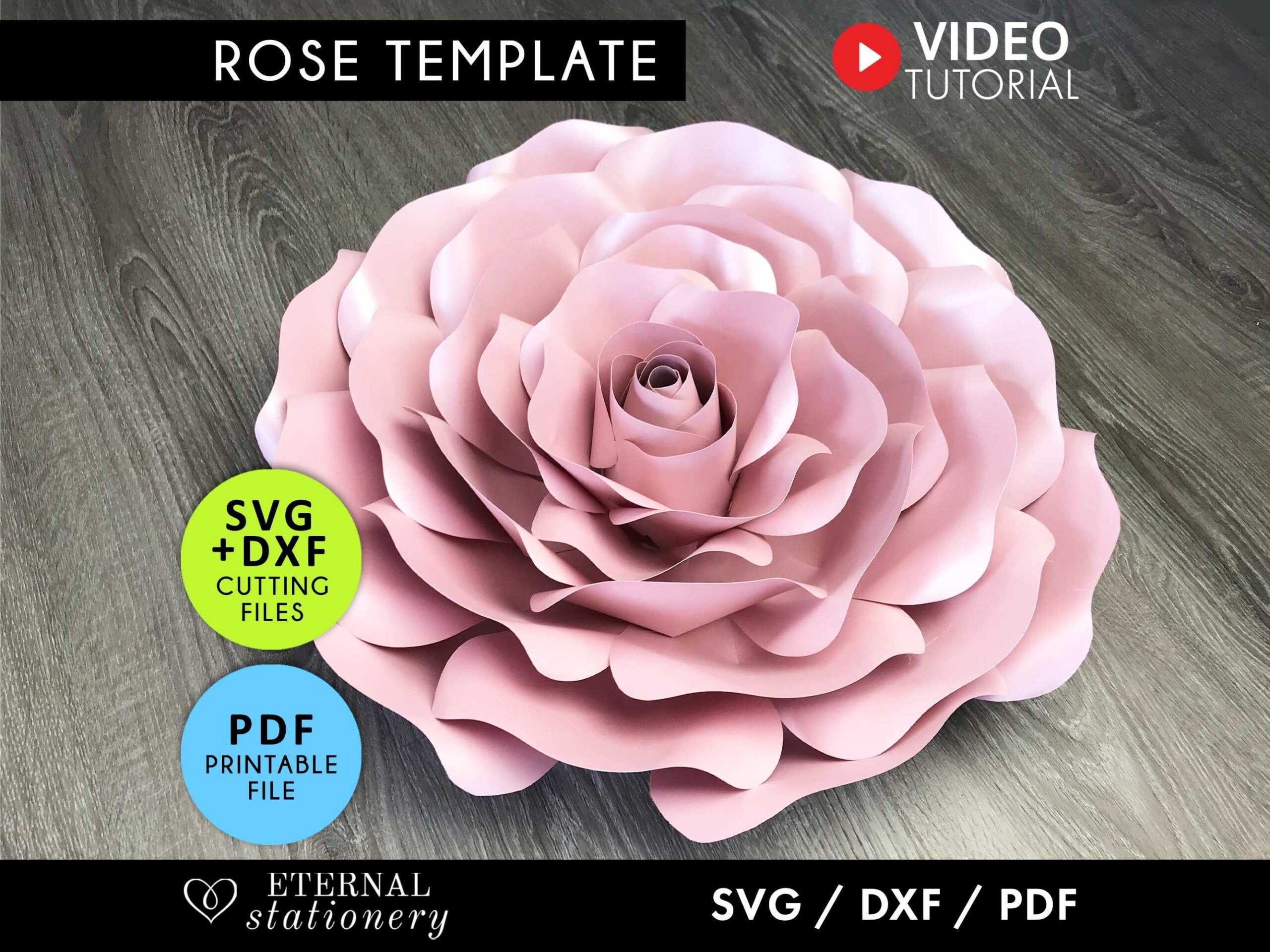 Large Paper Rose Template Paper Flowers Svg Rose Template Flower Backdrop Paper Flower Template Paper Rose Svg Cricut Svg Flower Svg Etsy