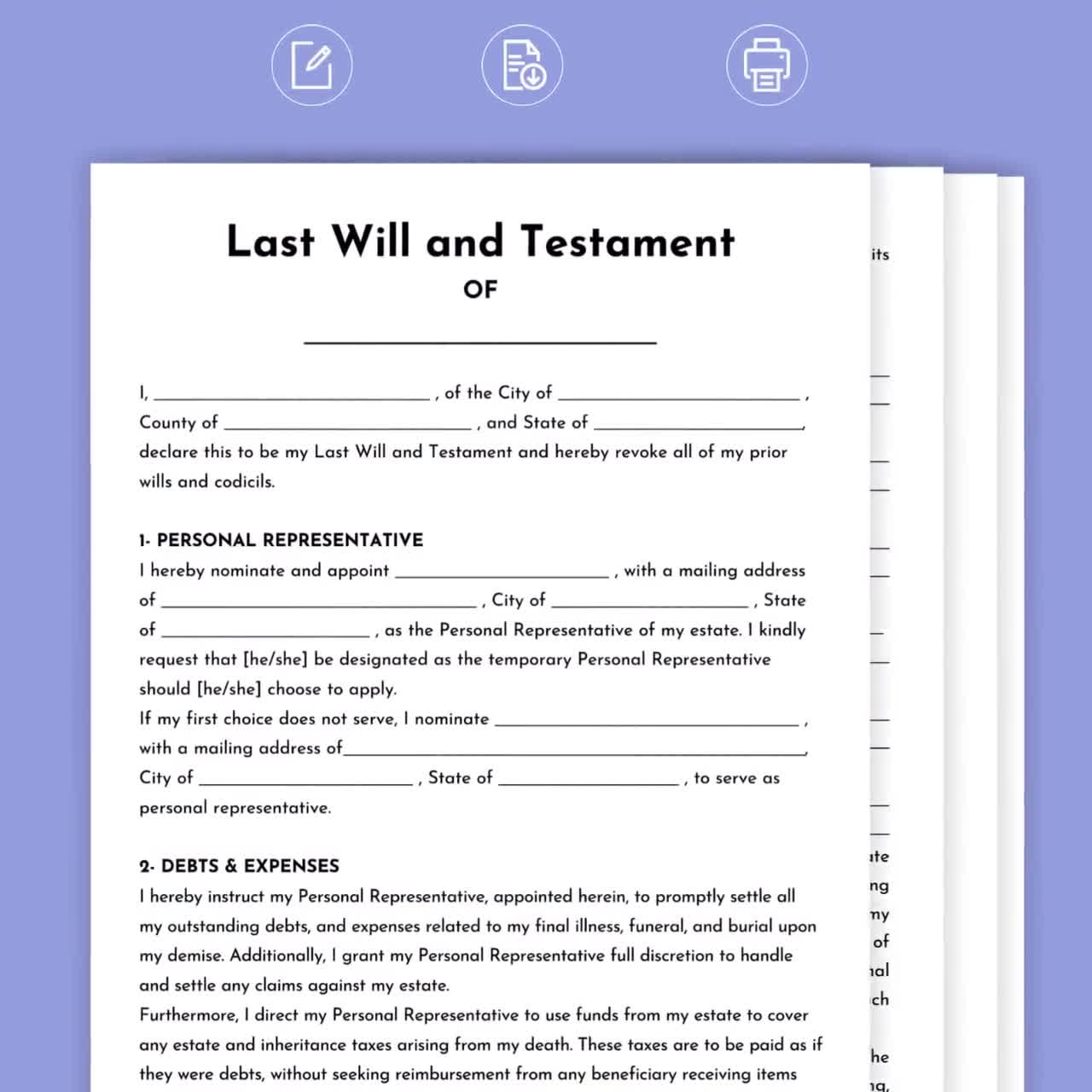 Free Printable Wills Template