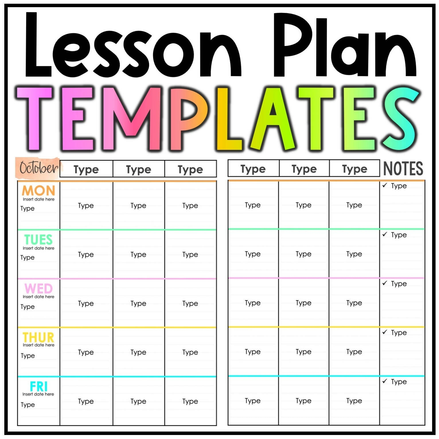 Lesson Plan Template Printable Blank Weekly Lesson Plan Template 