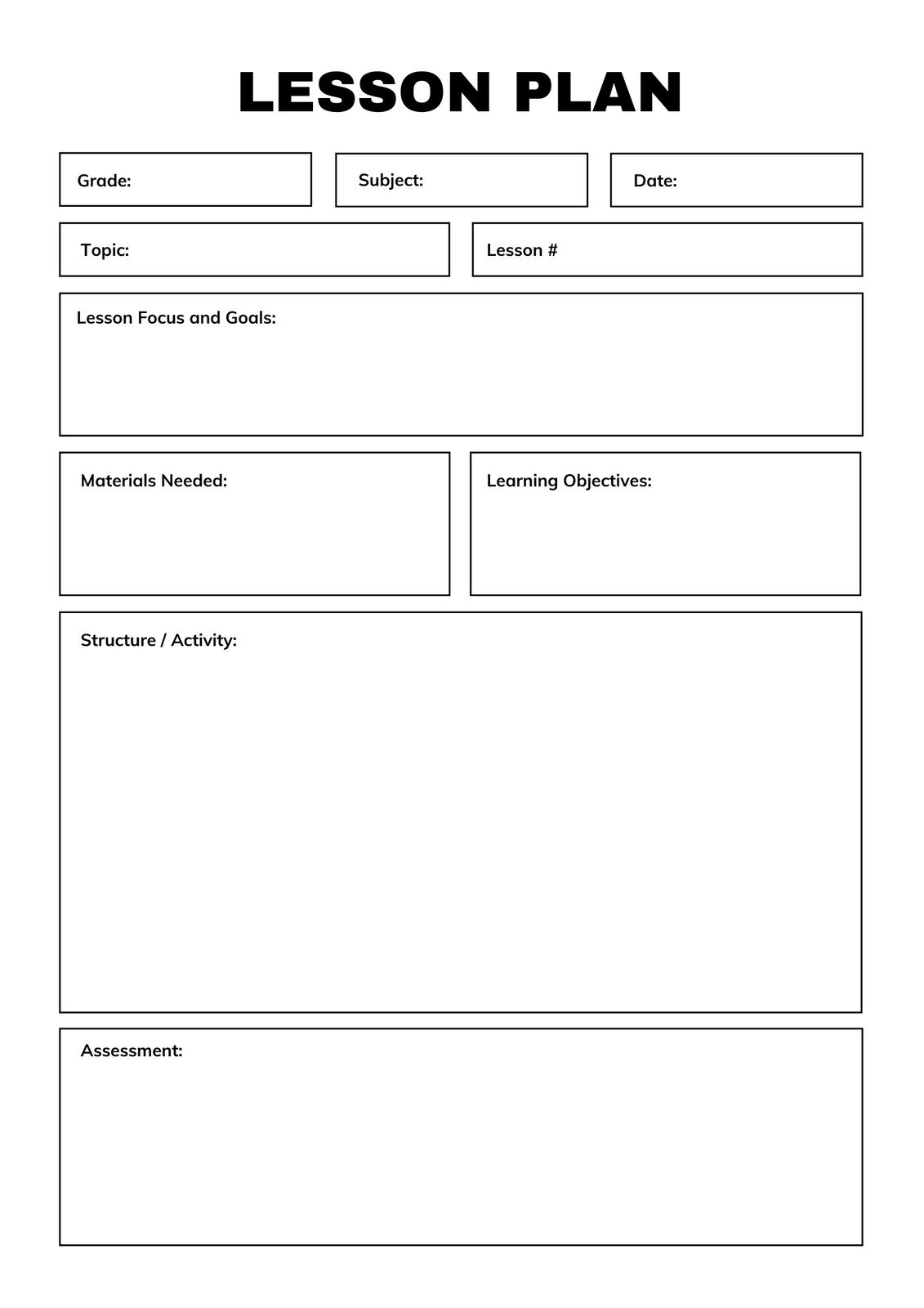 Free Printable Unit Plan Template