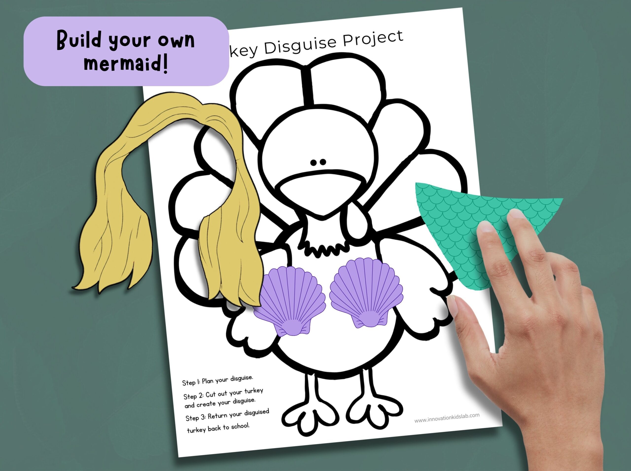 Mermaid Turkey In Disguise Disguise A Turkey Kit Kids Mermaid Turkey Craft