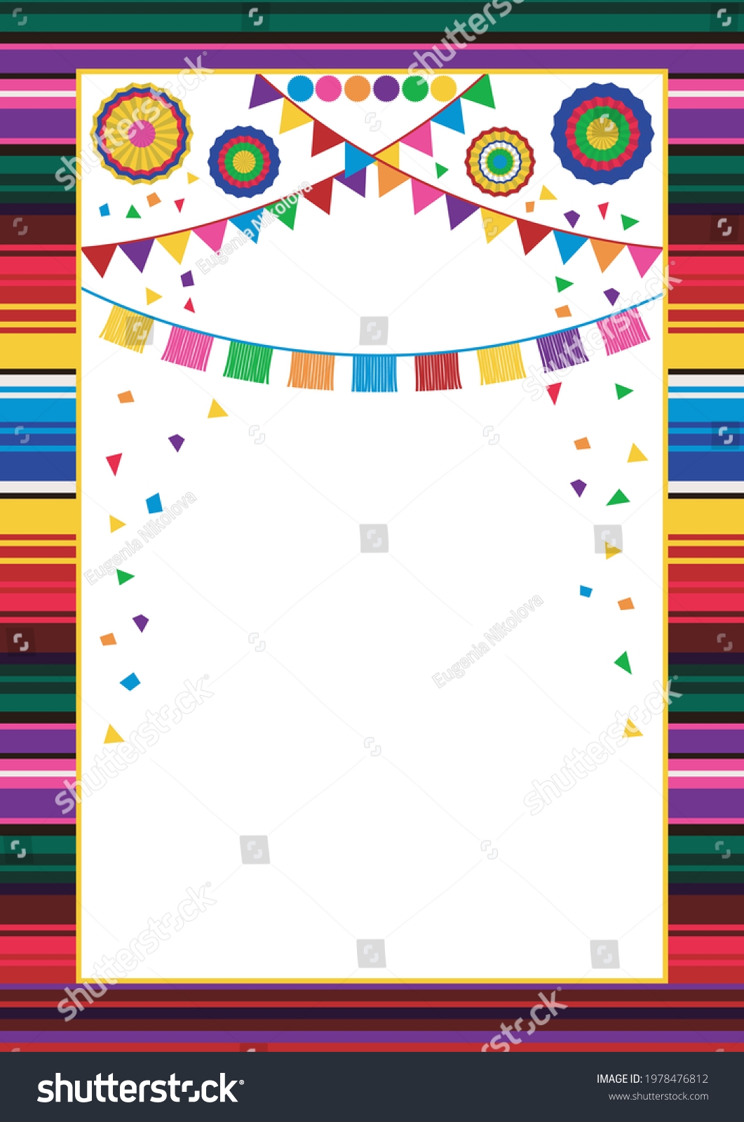 Mexican Style Frame Design Template Striped Stock Vector Royalty Free 1978476812 Shutterstock