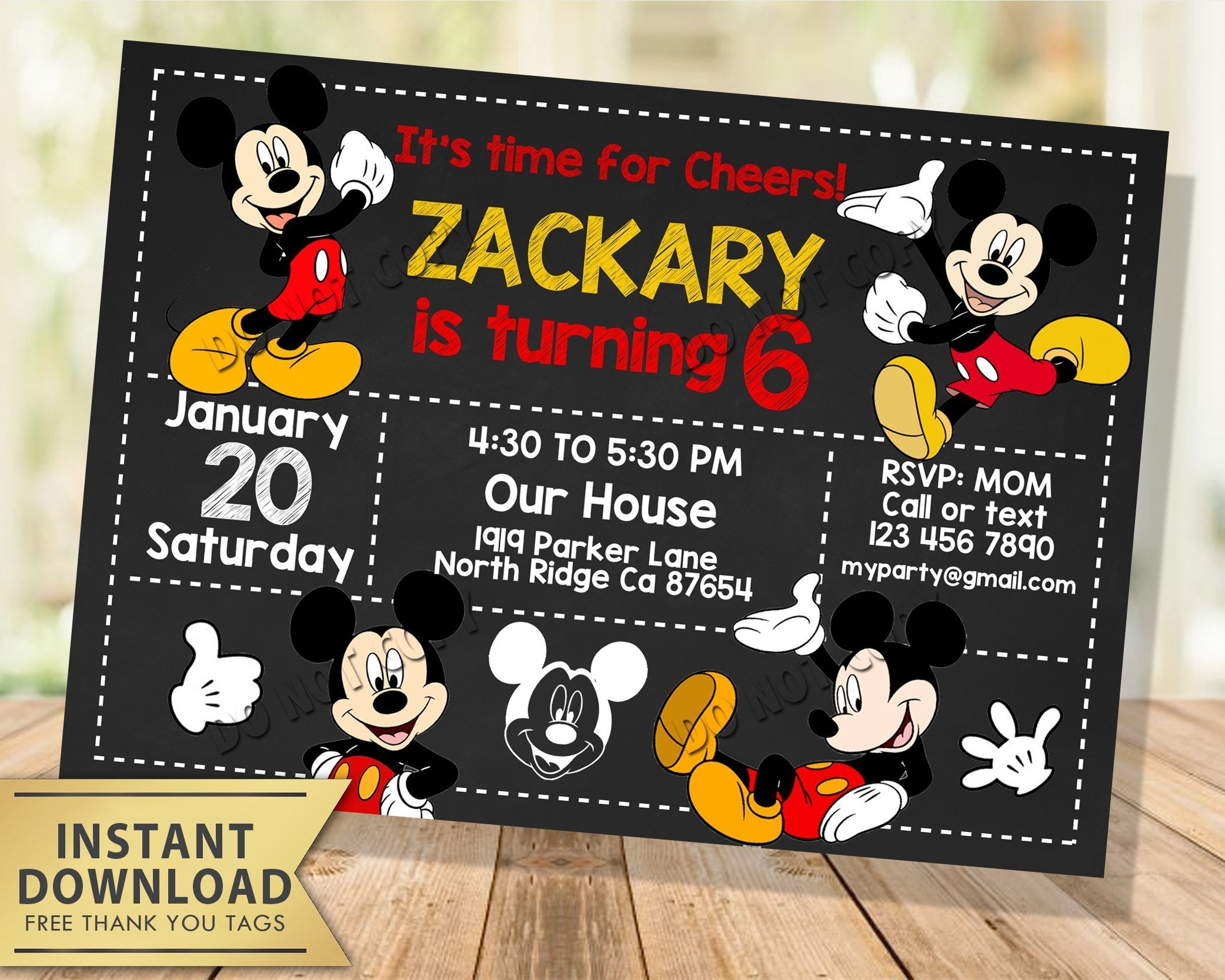 Mickey Mouse Invitation My Party Templates