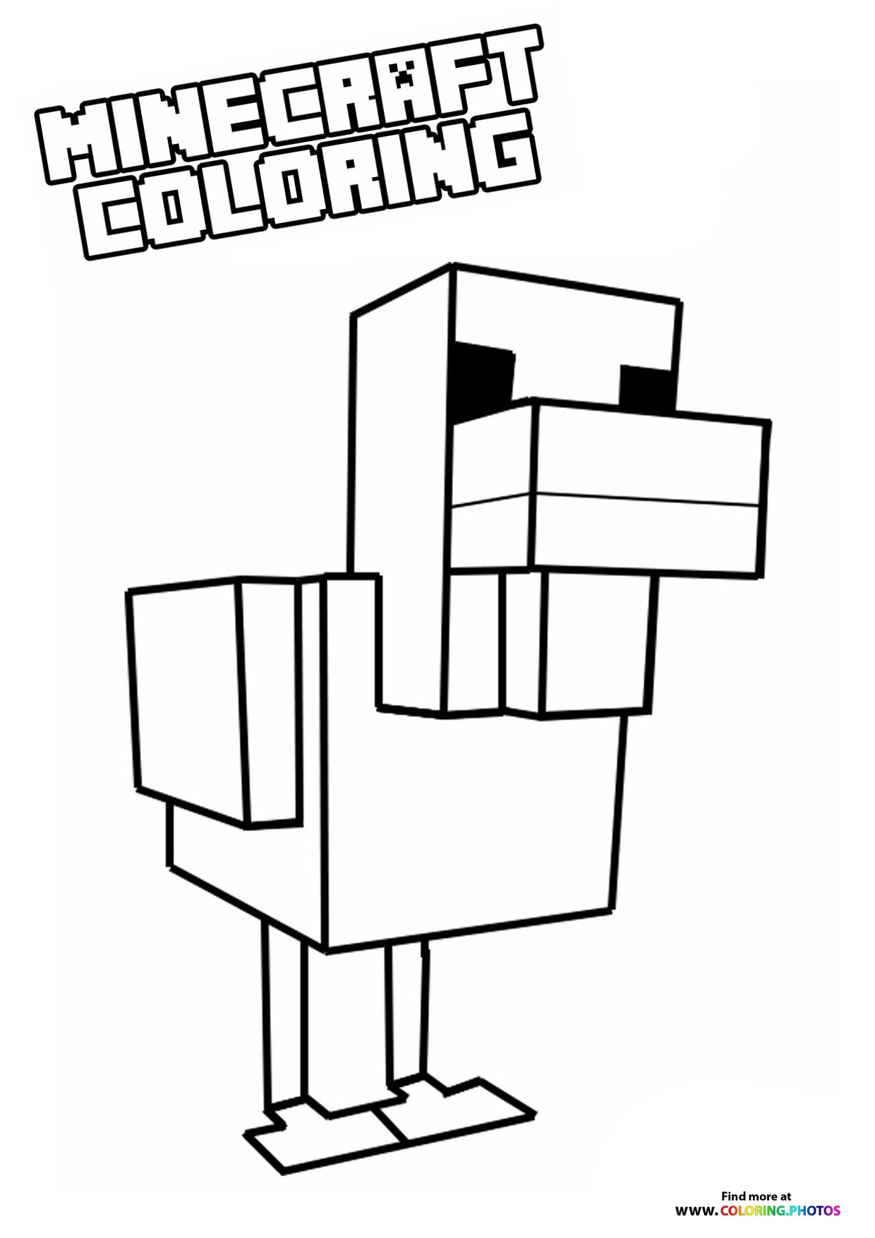 Minecraft Animals Duck Coloring Pages For Kids